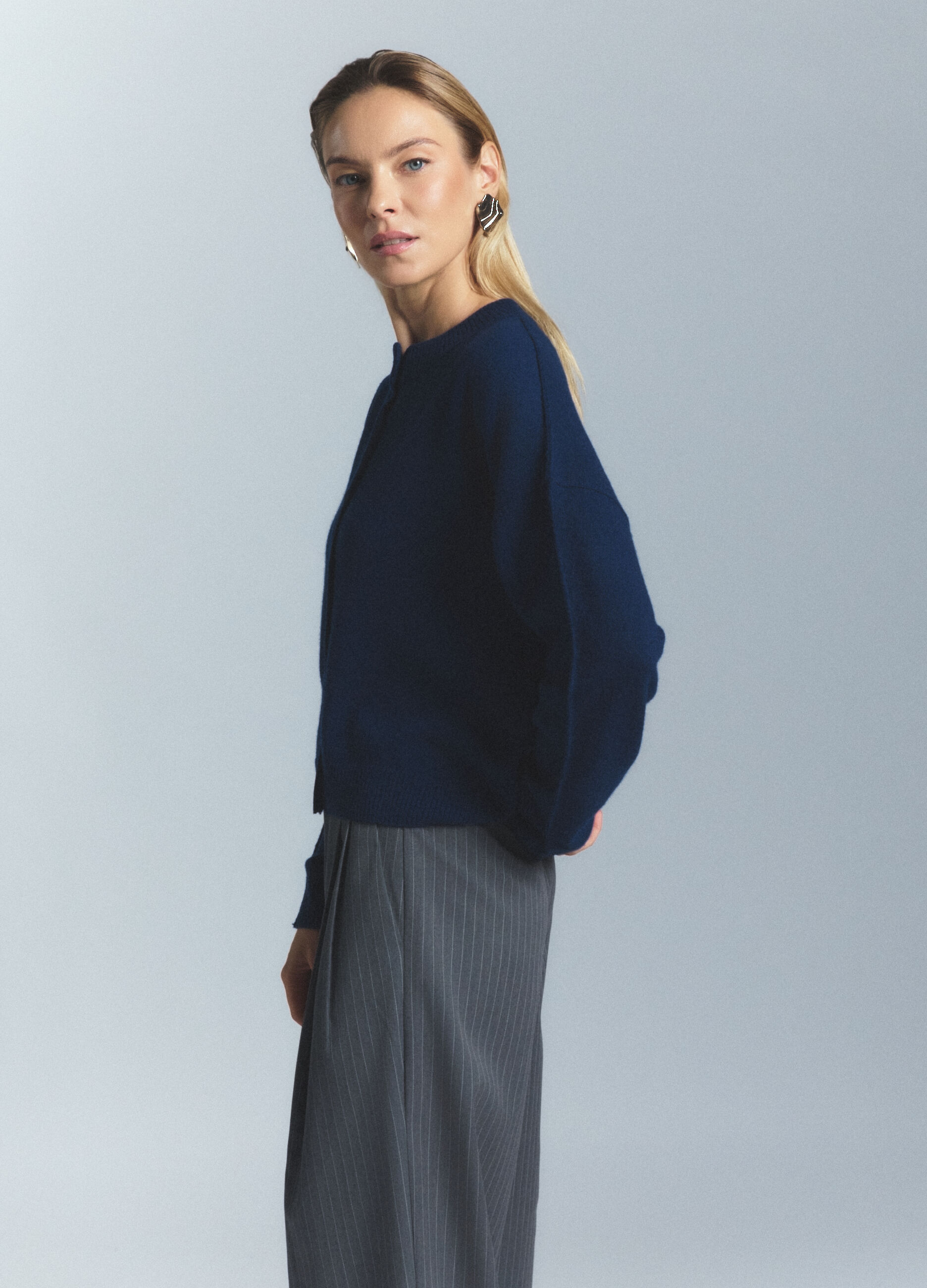 Cardigan girocollo rasato donna_4
