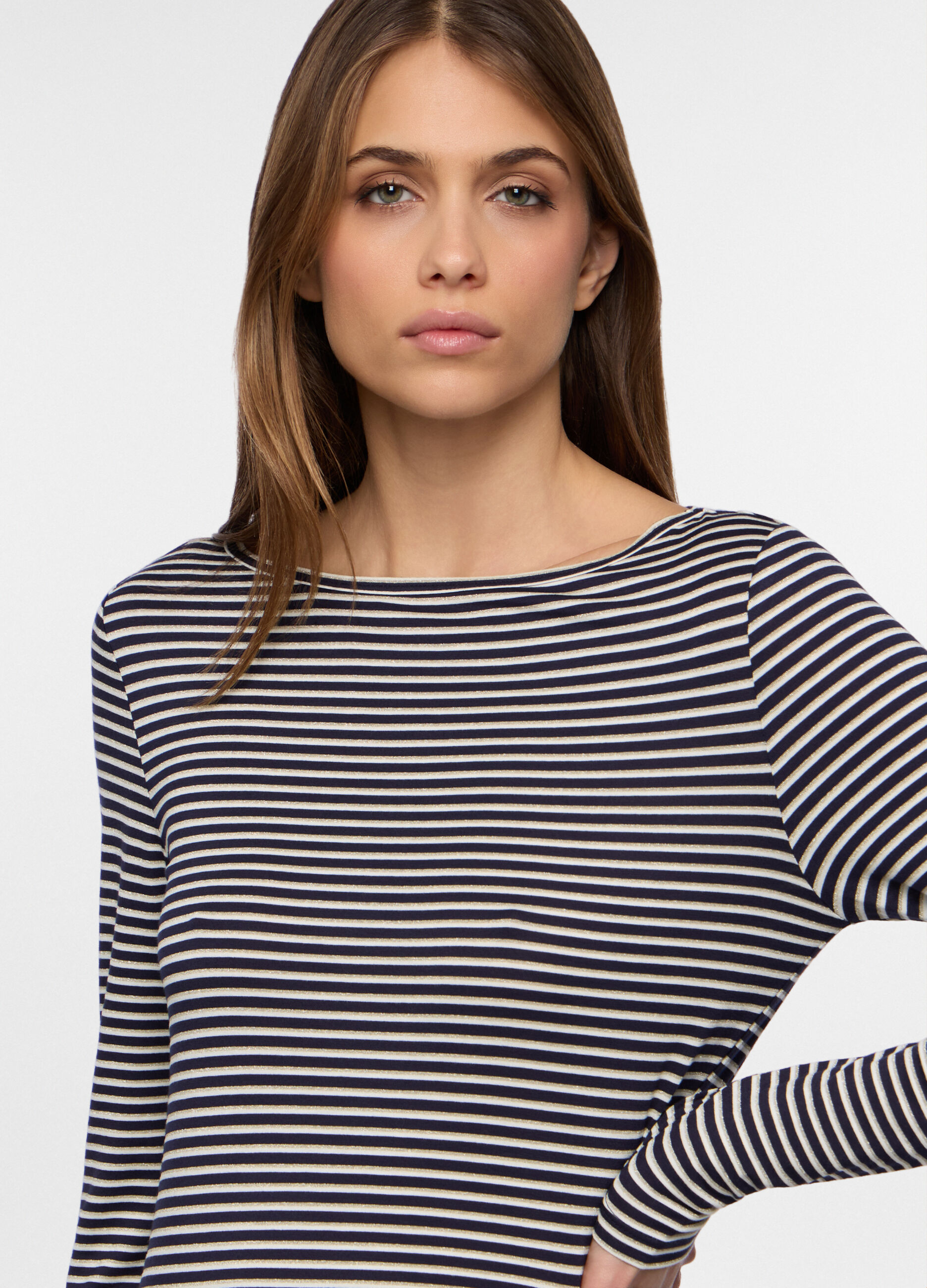 T-shirt con scollo a barchetta stretch donna_2