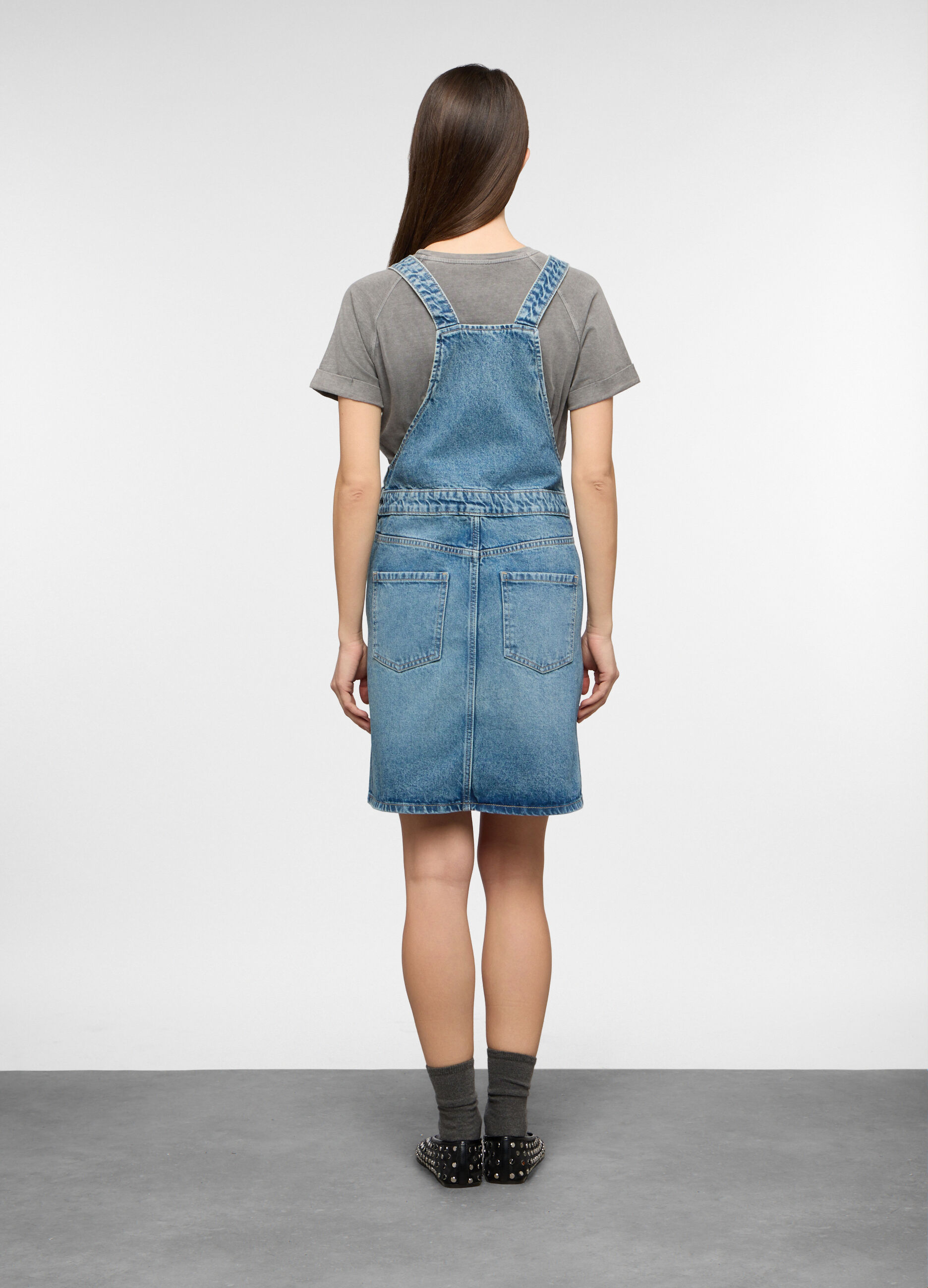 Salopette con gonna fit regular in denim donna_1