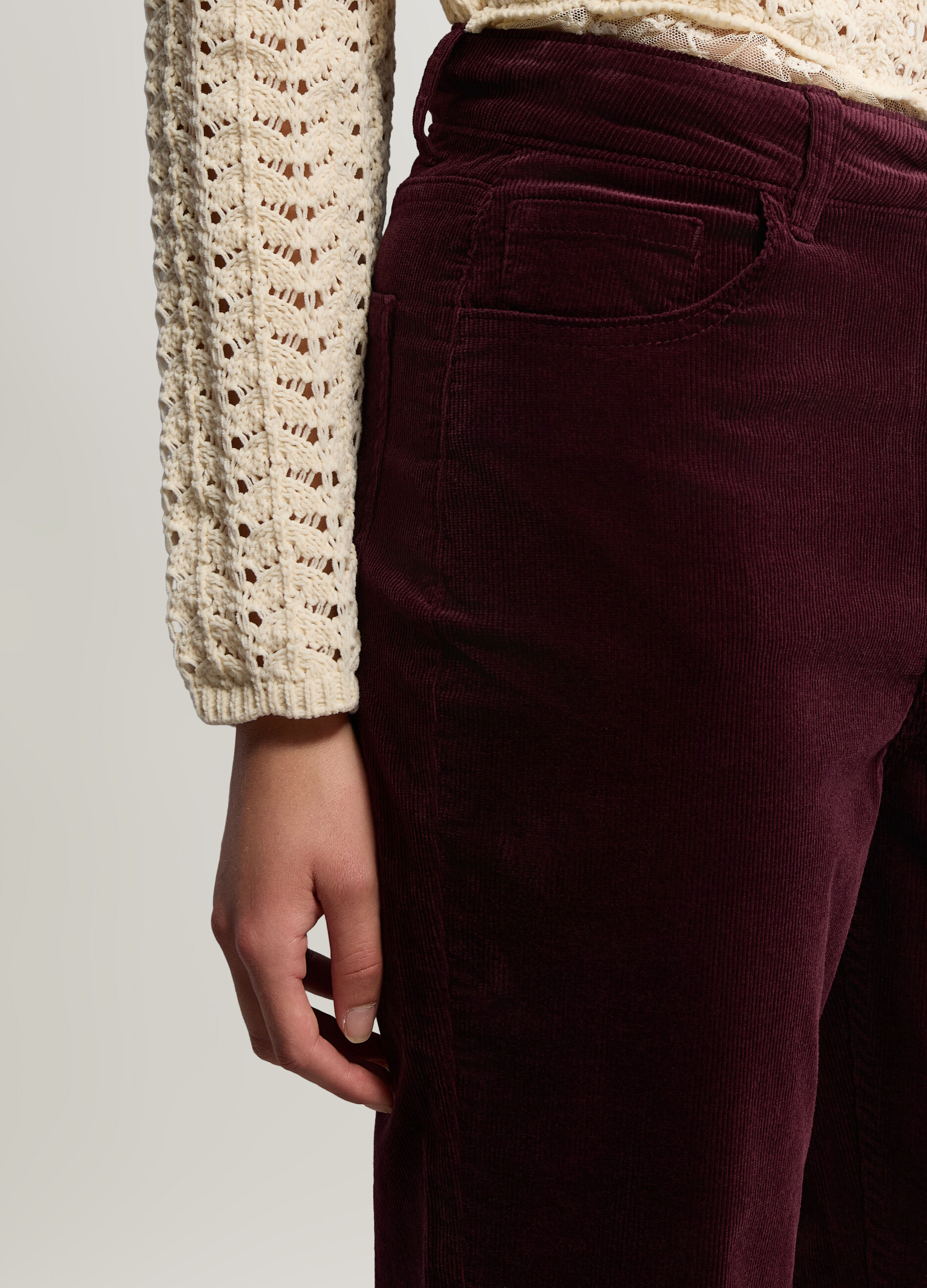 Pantaloni Flare Fit in costina di velluto stretch donna_3