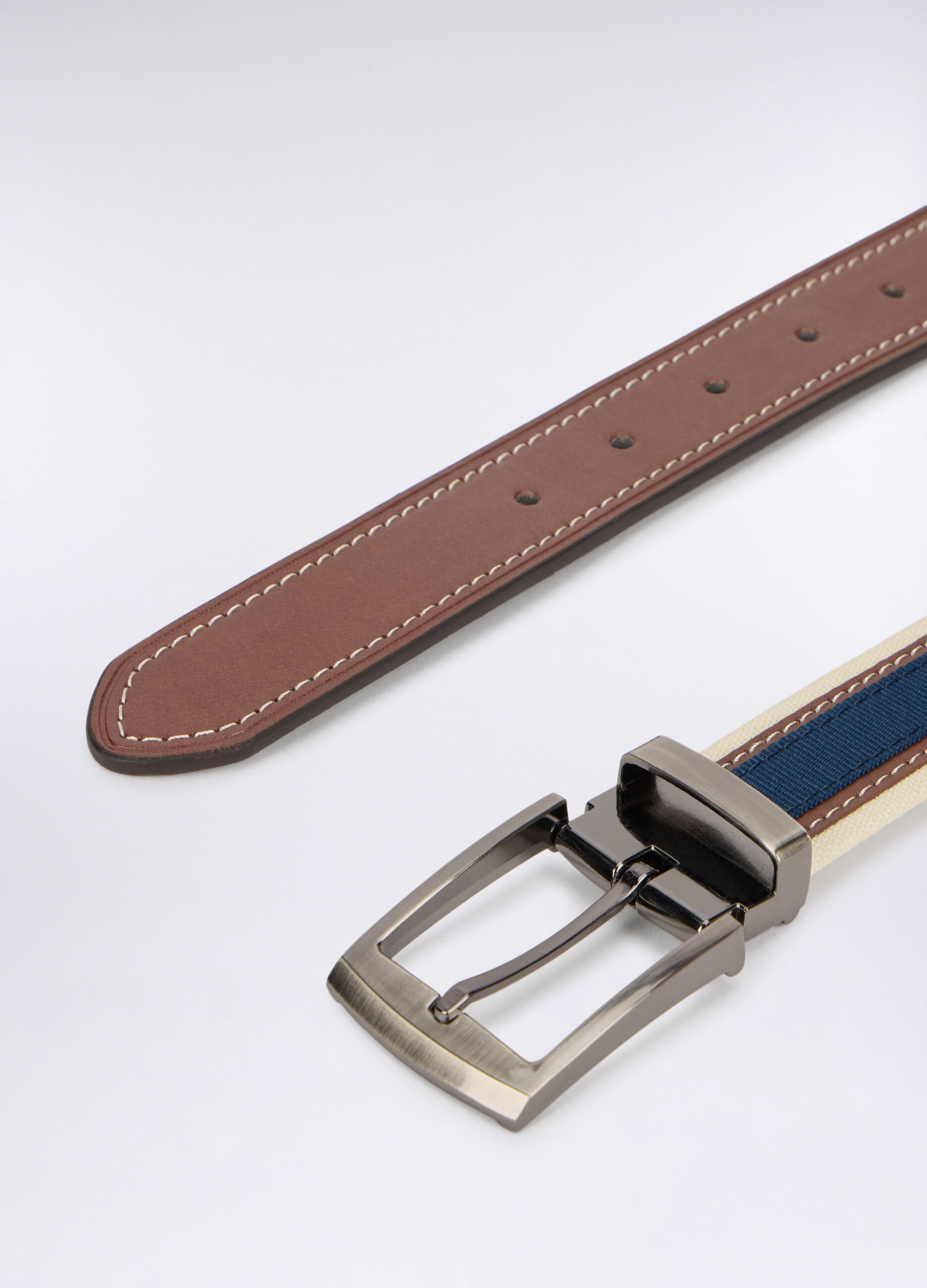 Cintura con inserto in pelle uomo_1