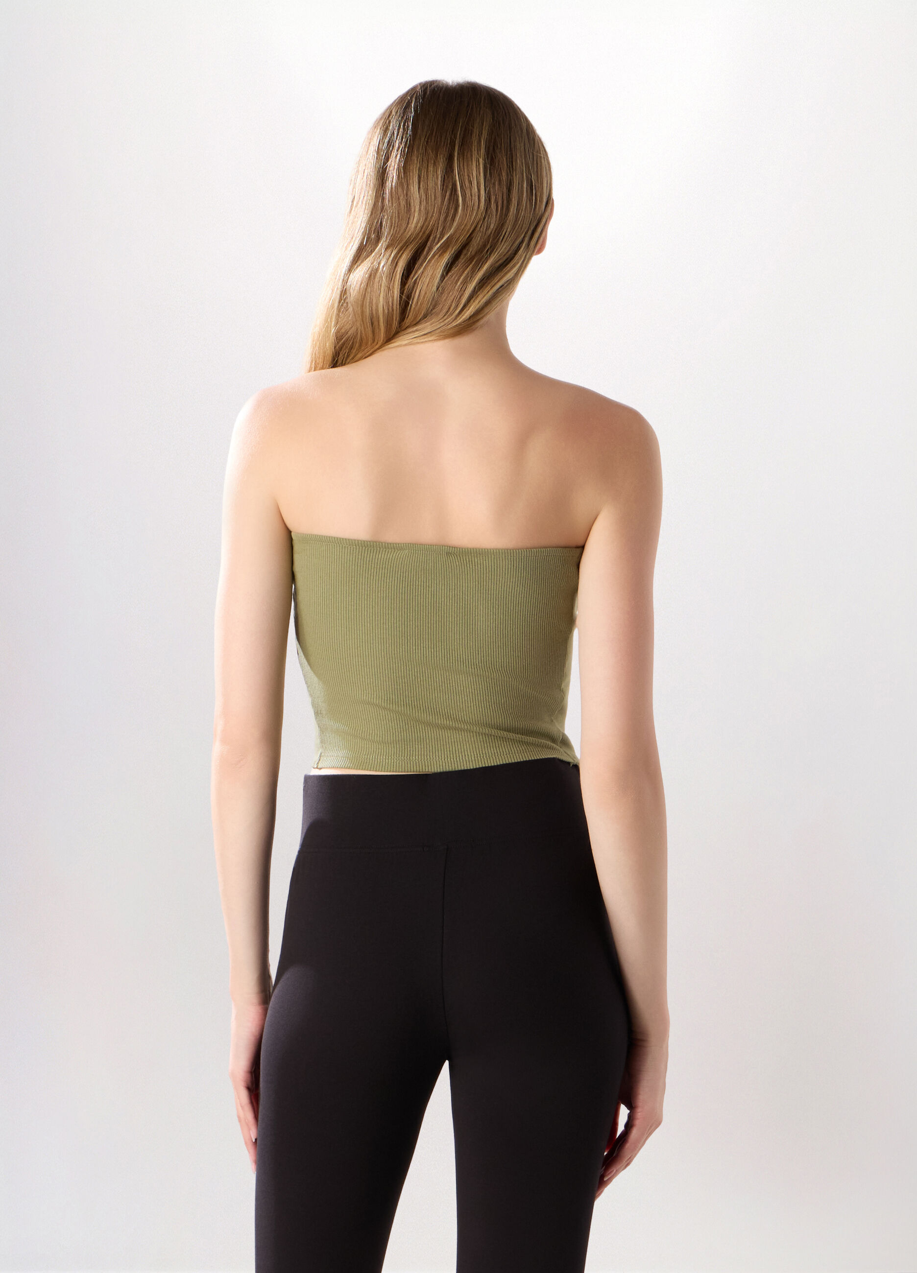 Top a fascia in costina di cotone stretch donna_1