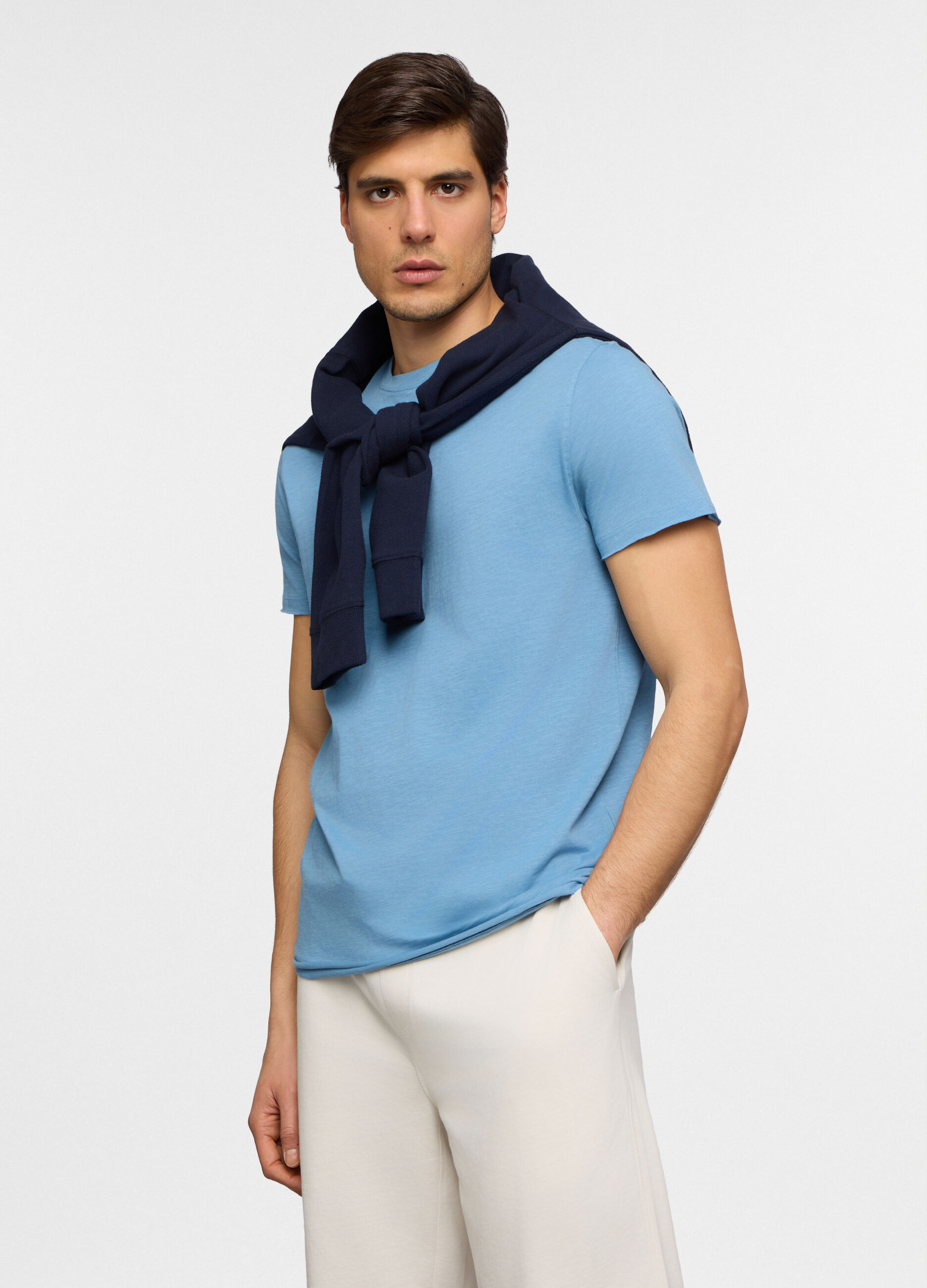 T-shirt a maniche corte slim fit in cotone uomo_0