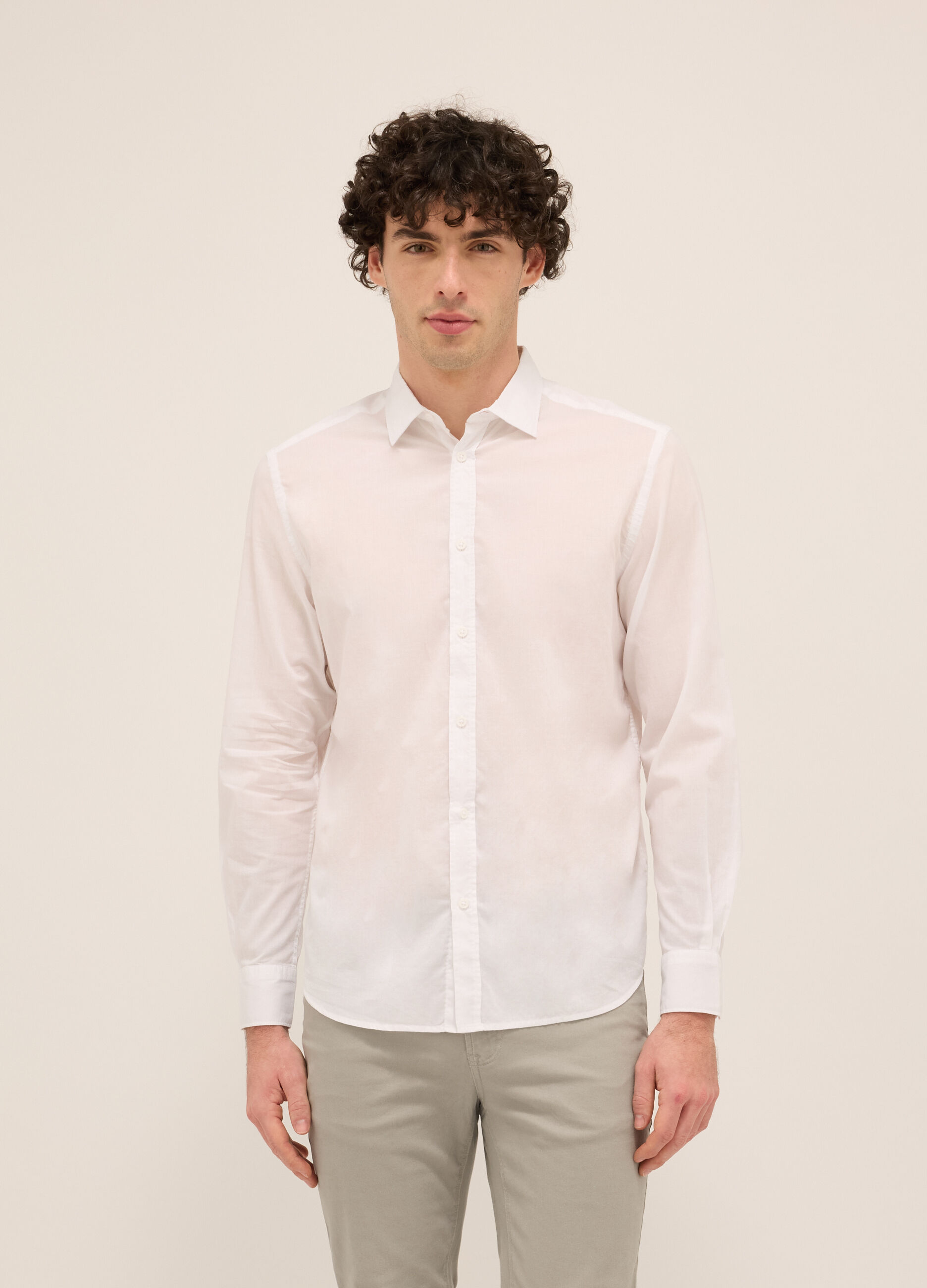 Camicia regular fit in voile di cotone uomo_0