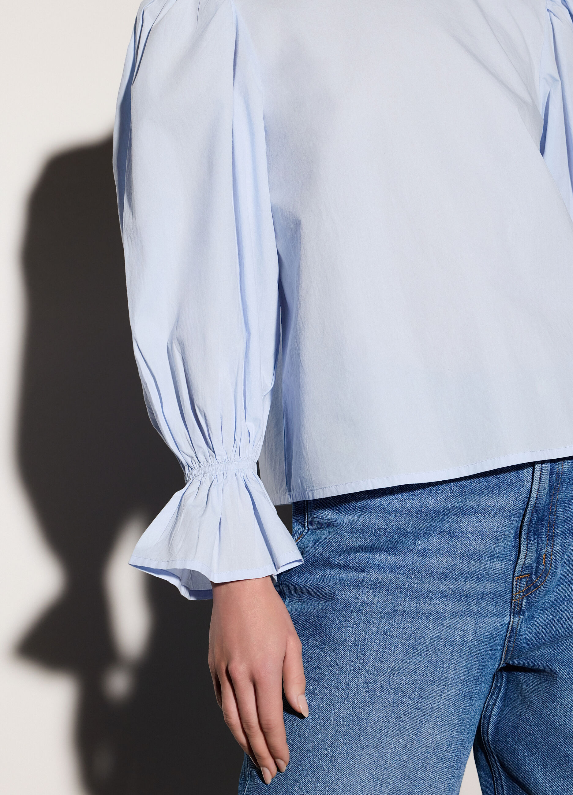 Blusa girocollo in popeline donna_3