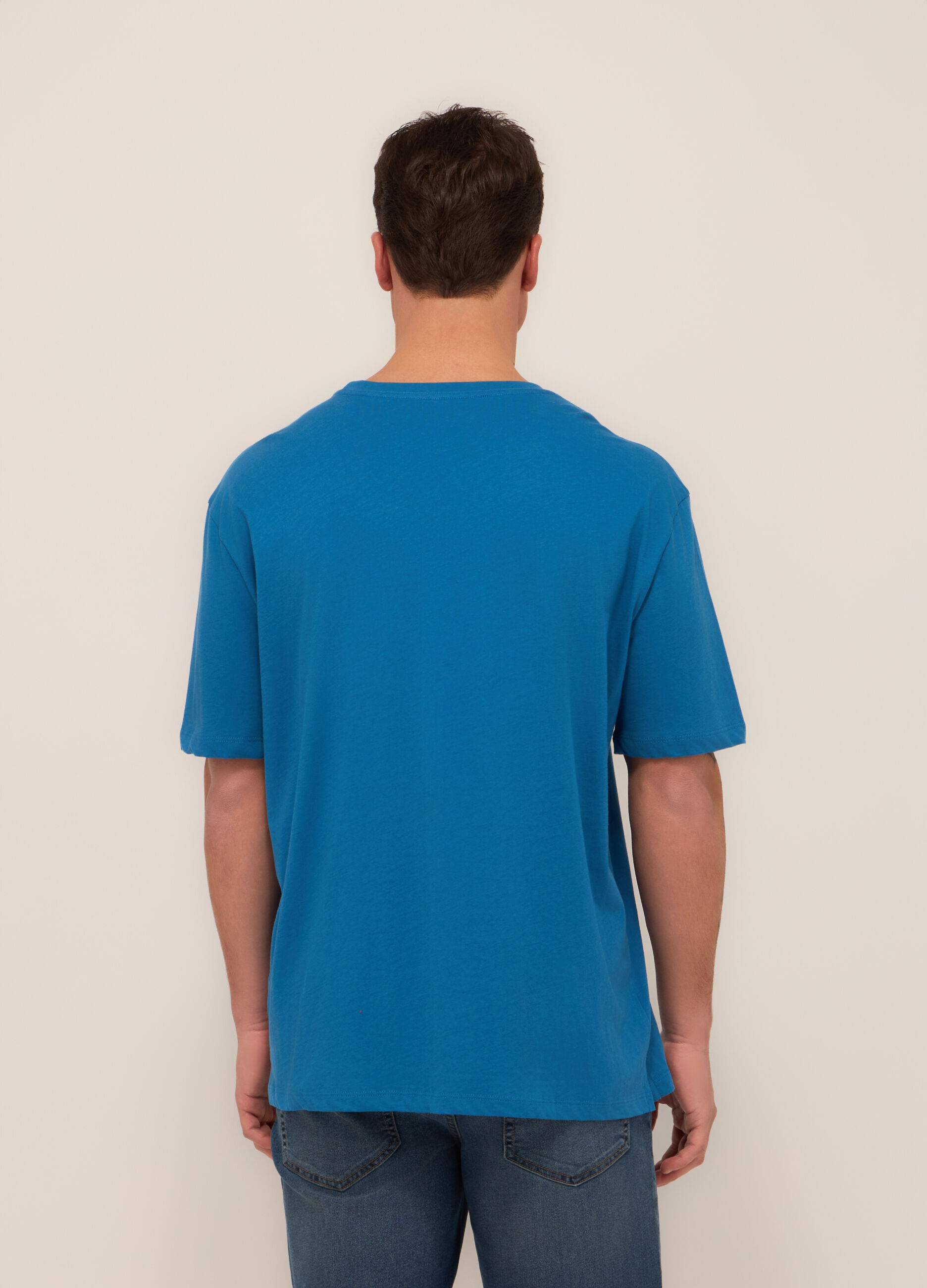 T-shirt in jersey di cotone con taschino uomo_1