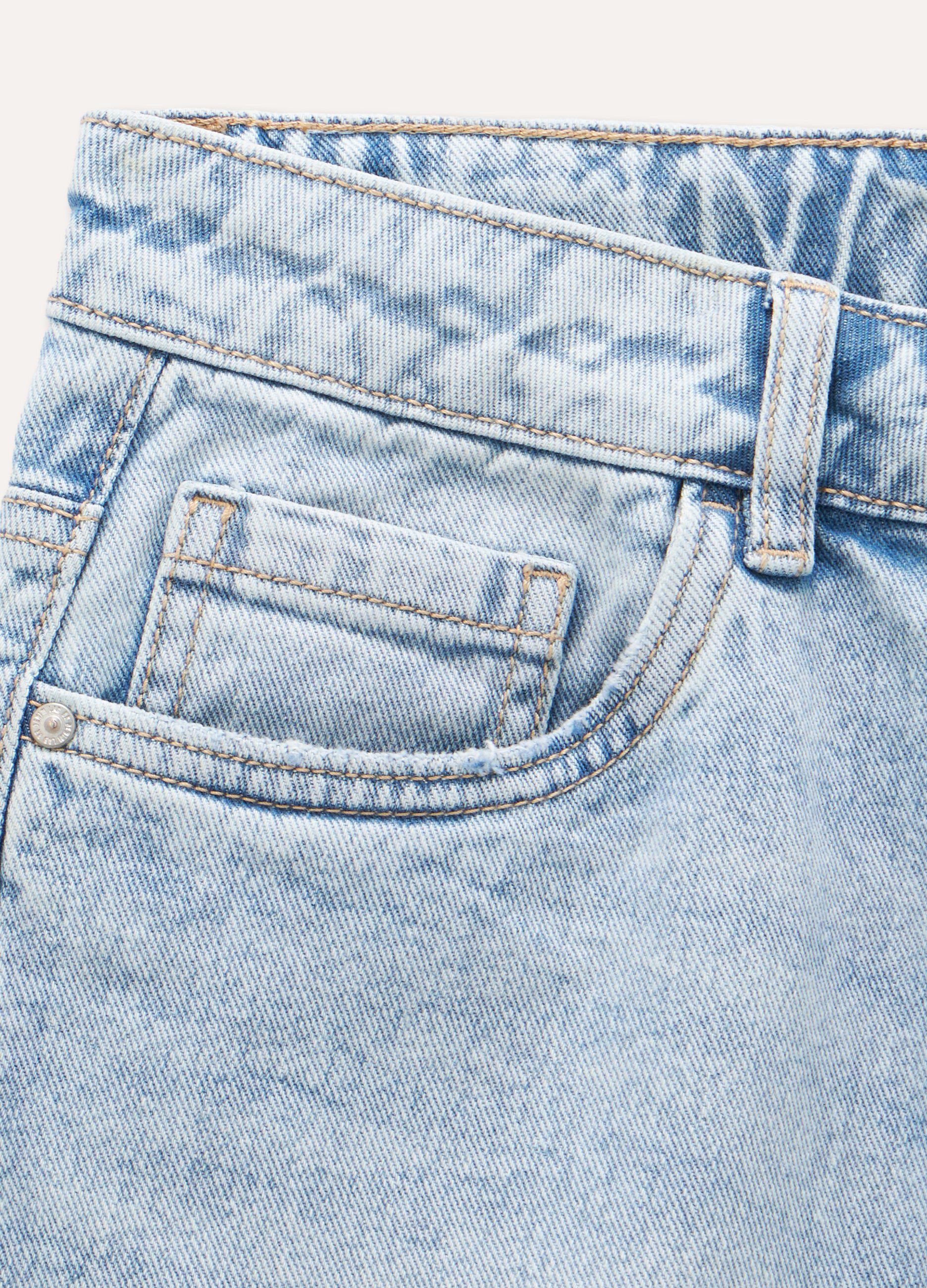 Shorts in denim di puro cotone ragazza_1