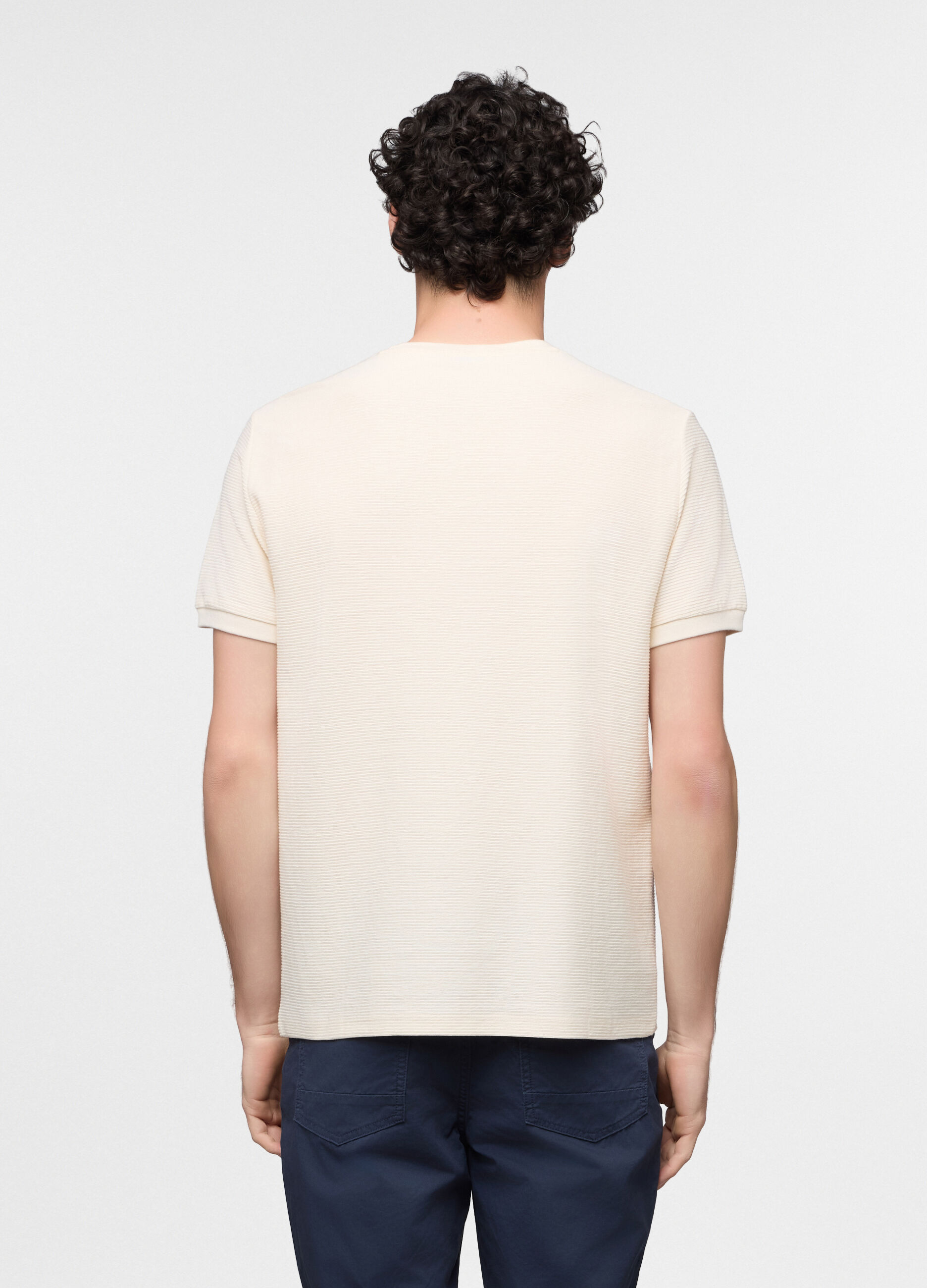 T-shirt girocollo a costine uomo_1