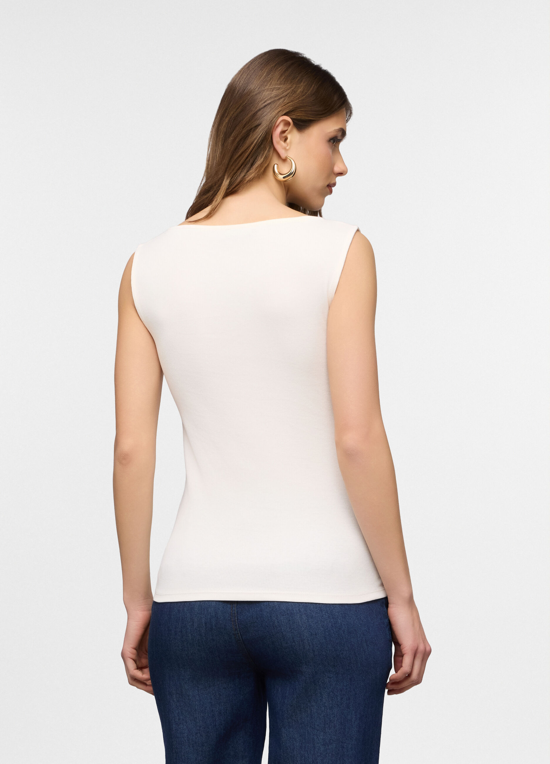 Canotta con scollo a barchetta stretch donna_1