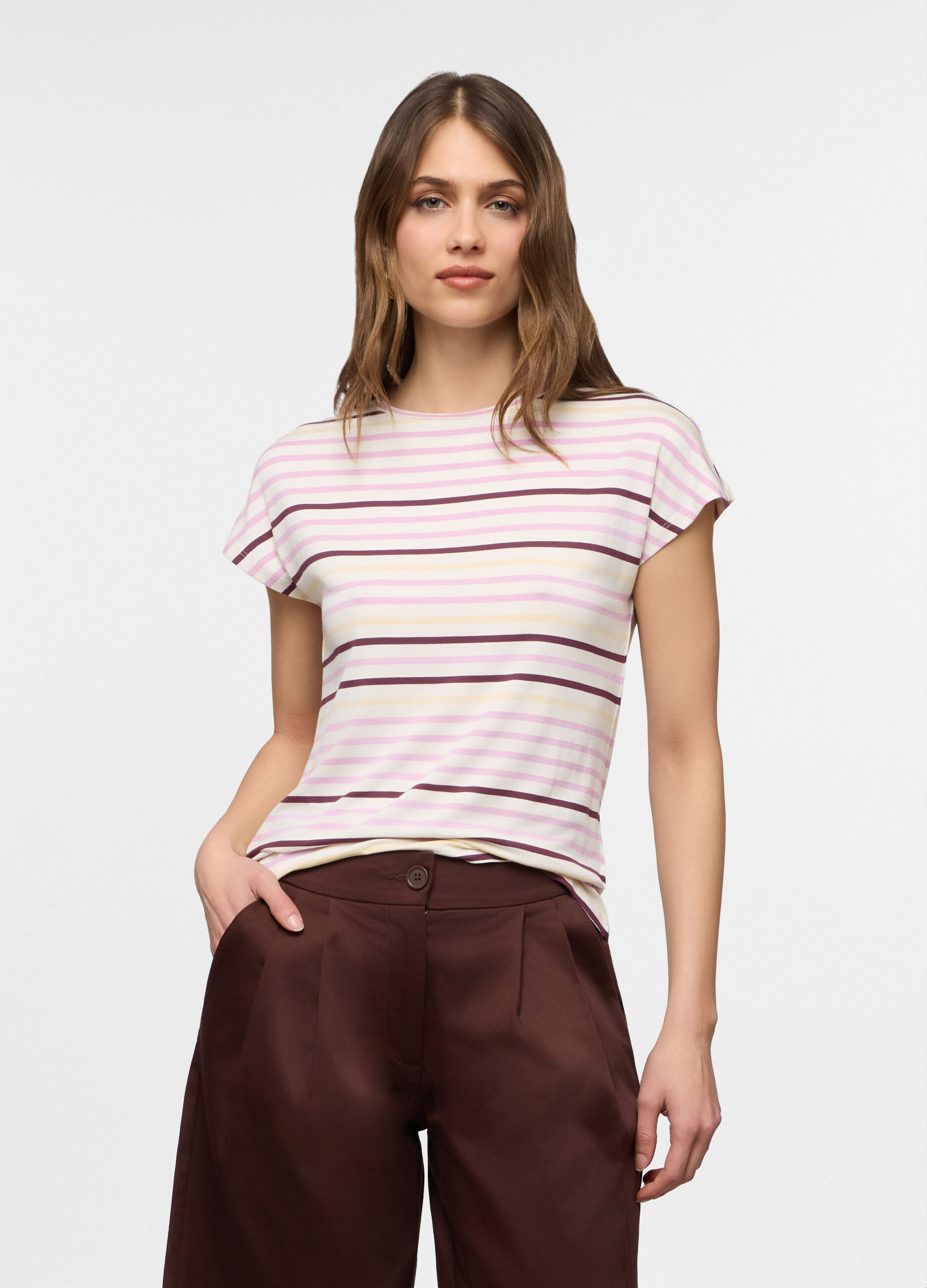 T-shirt girocollo stretch donna_0