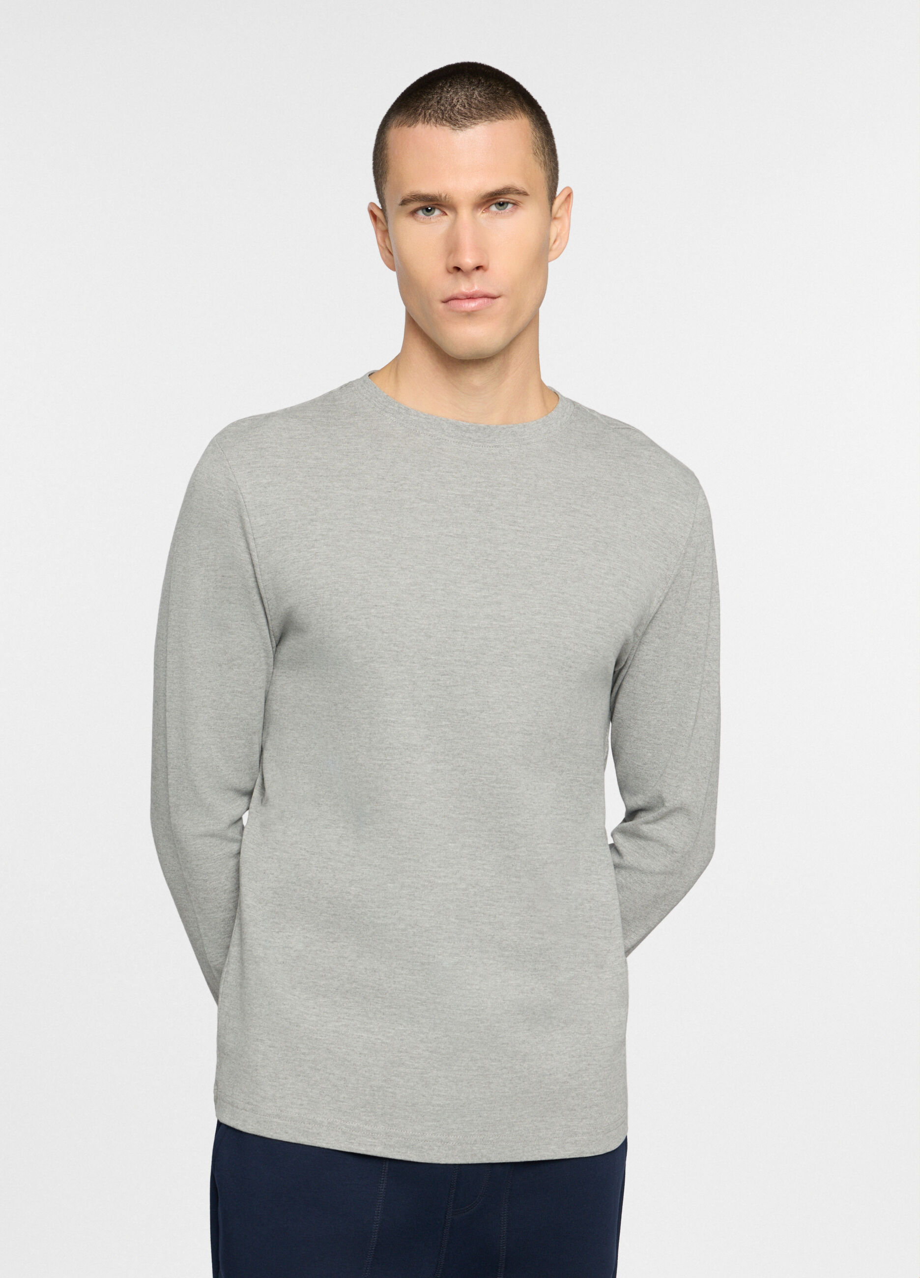 T-shirt a maniche lunghe in cotone uomo_0