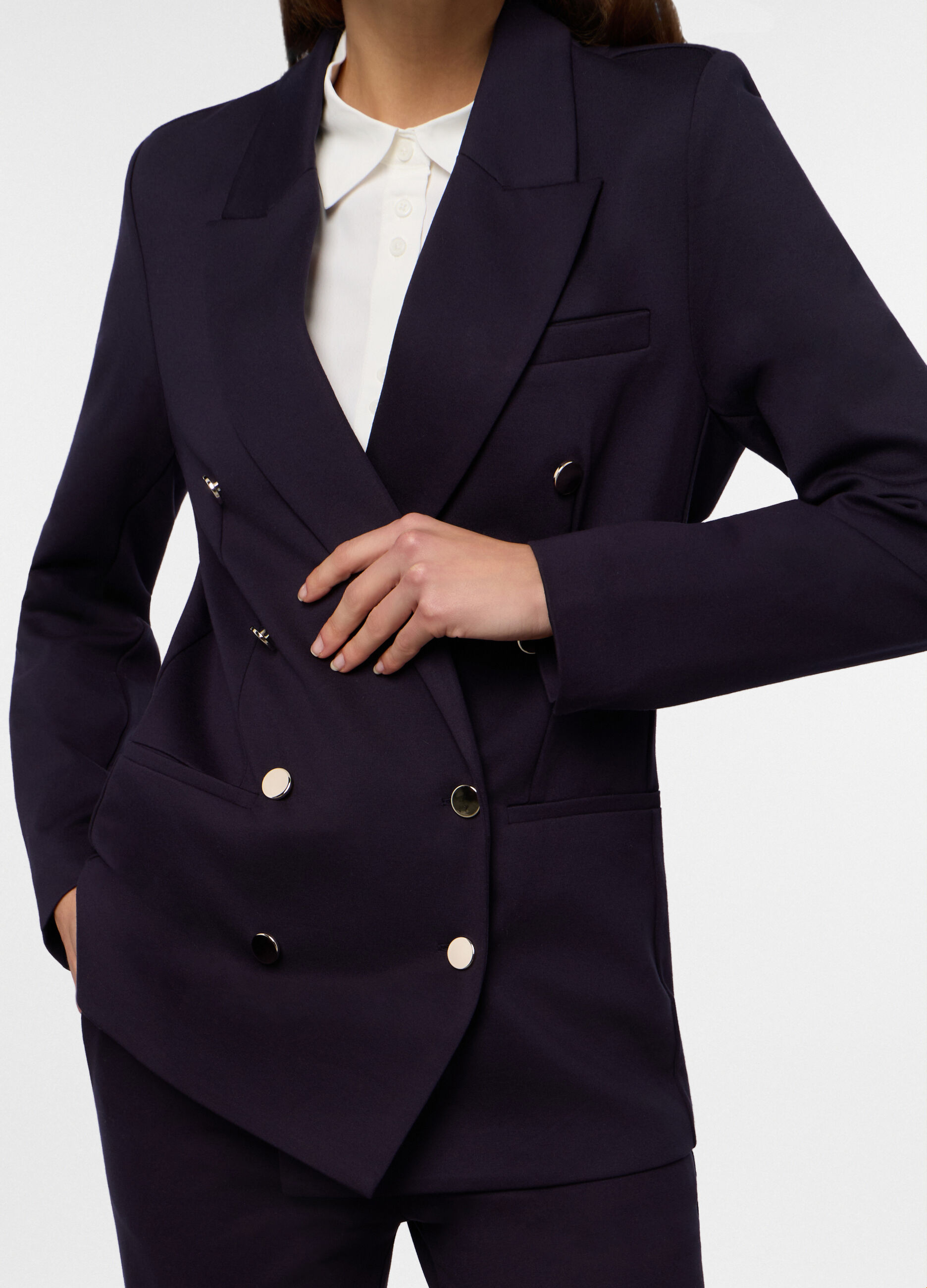 Blazer in punto Milano misto viscosa donna_2