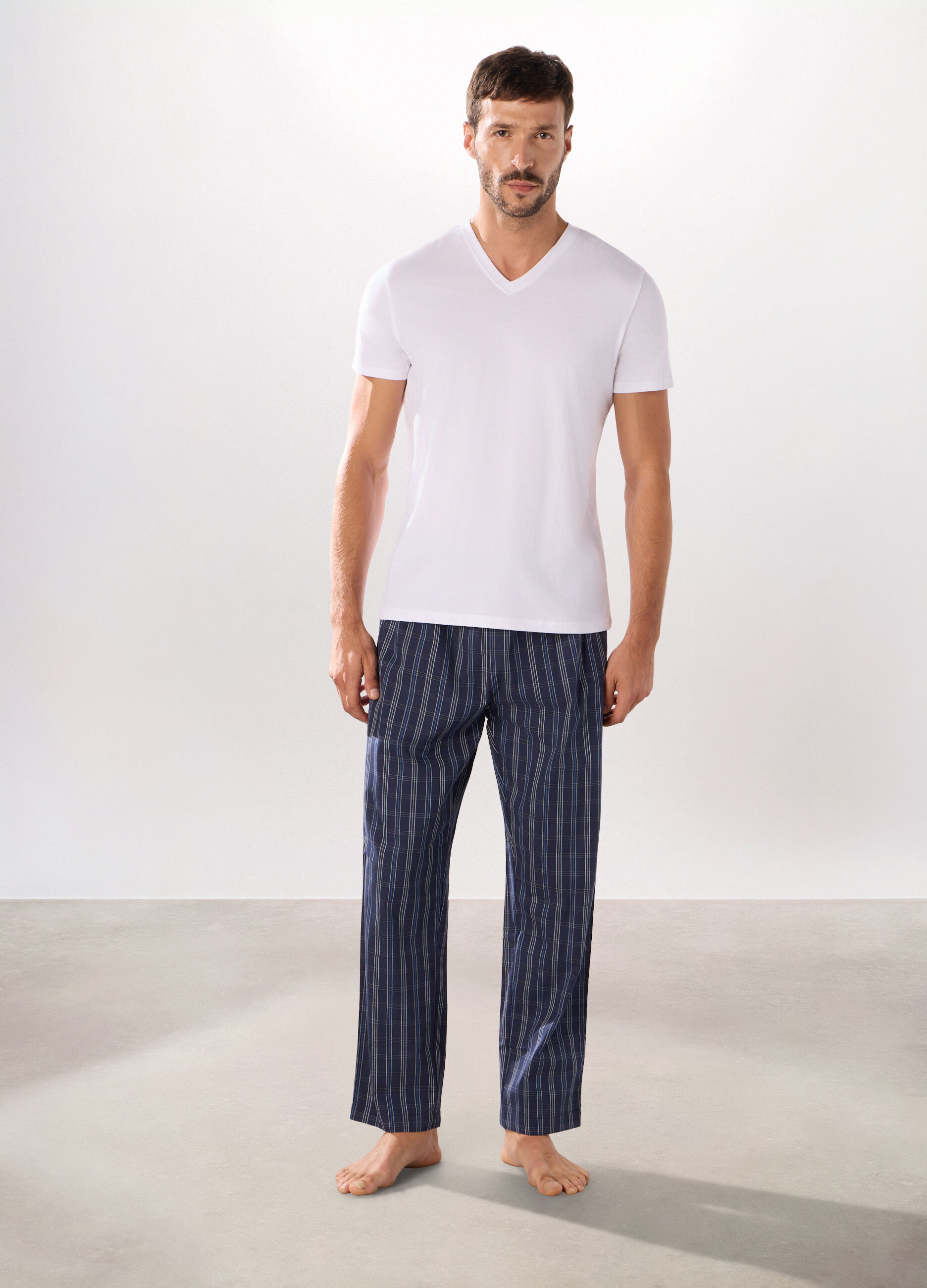 Pantalone lungo pigiama in puro cotone uomo_0