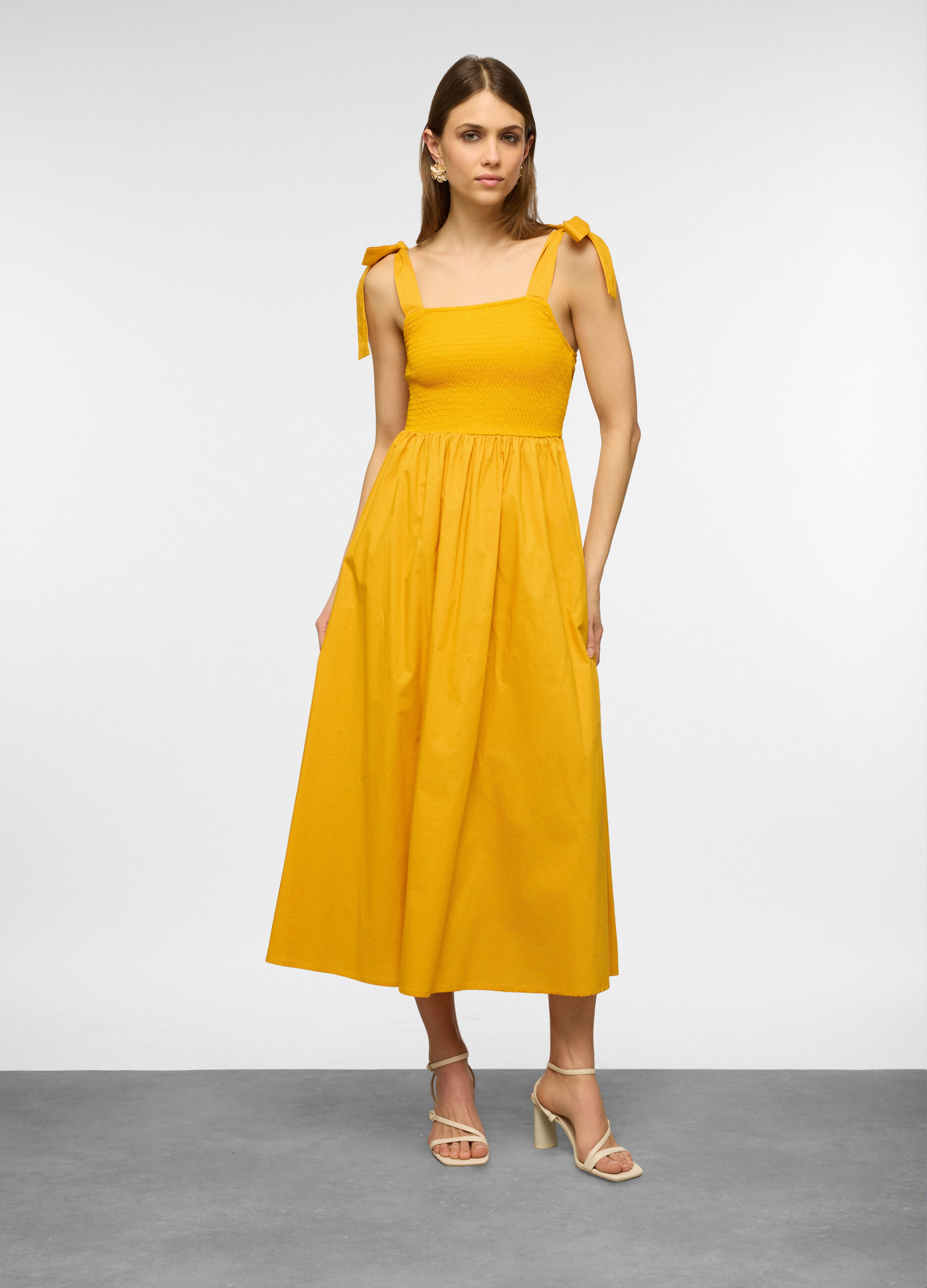 Vestito lungo smanicato fit regular in puro cotone donna_0