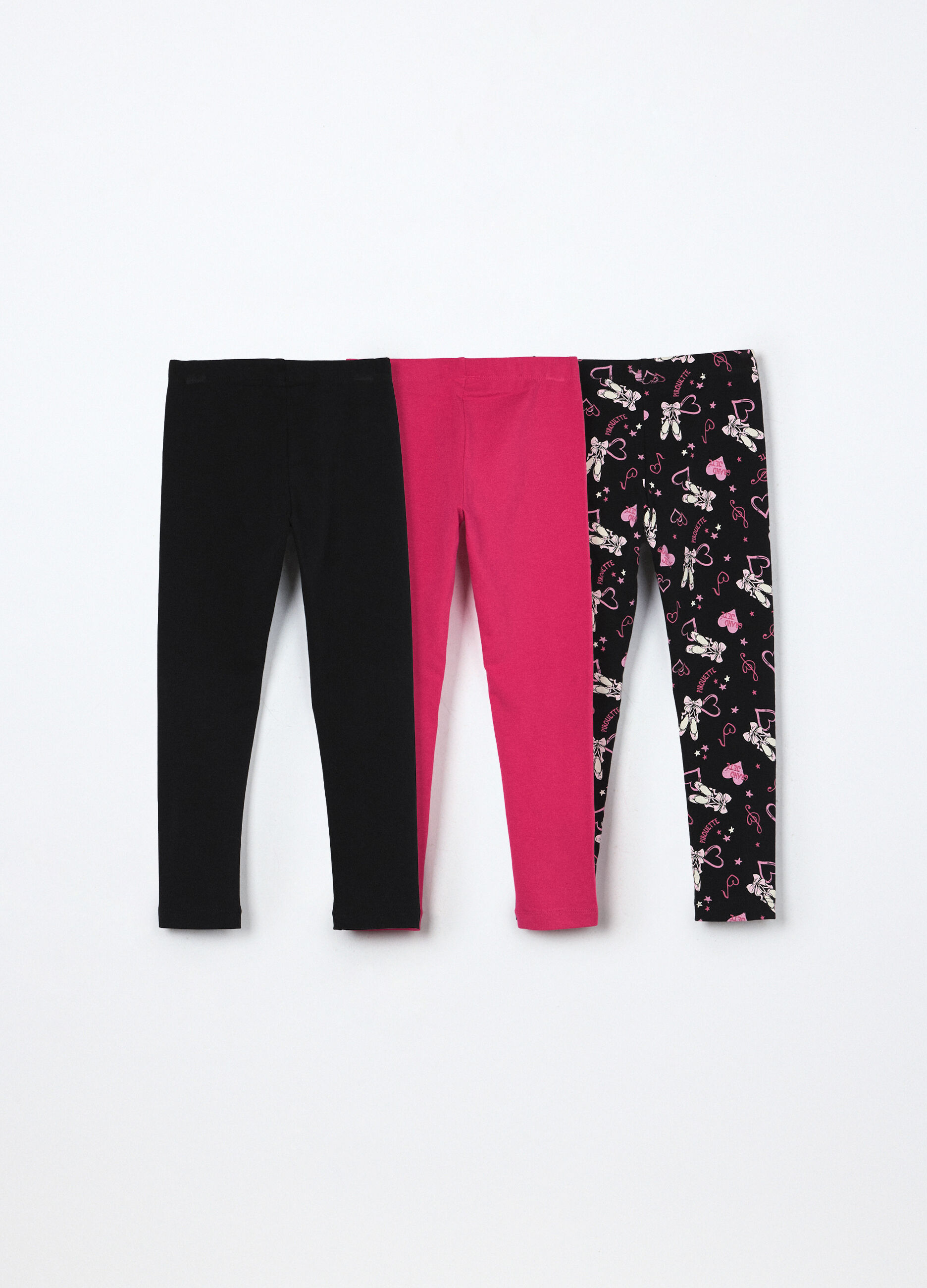 Pack 3 leggings in jersey di cotone stretch bambina_1