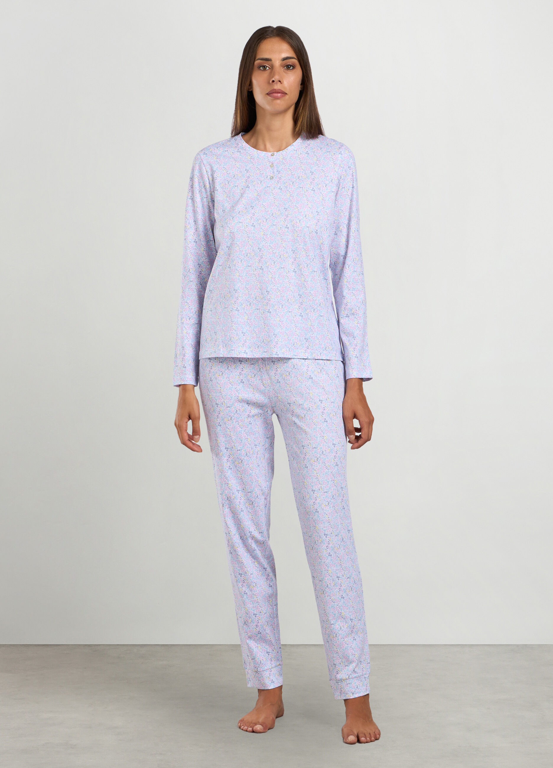 Set pigiama lungo in puro cotone donna
