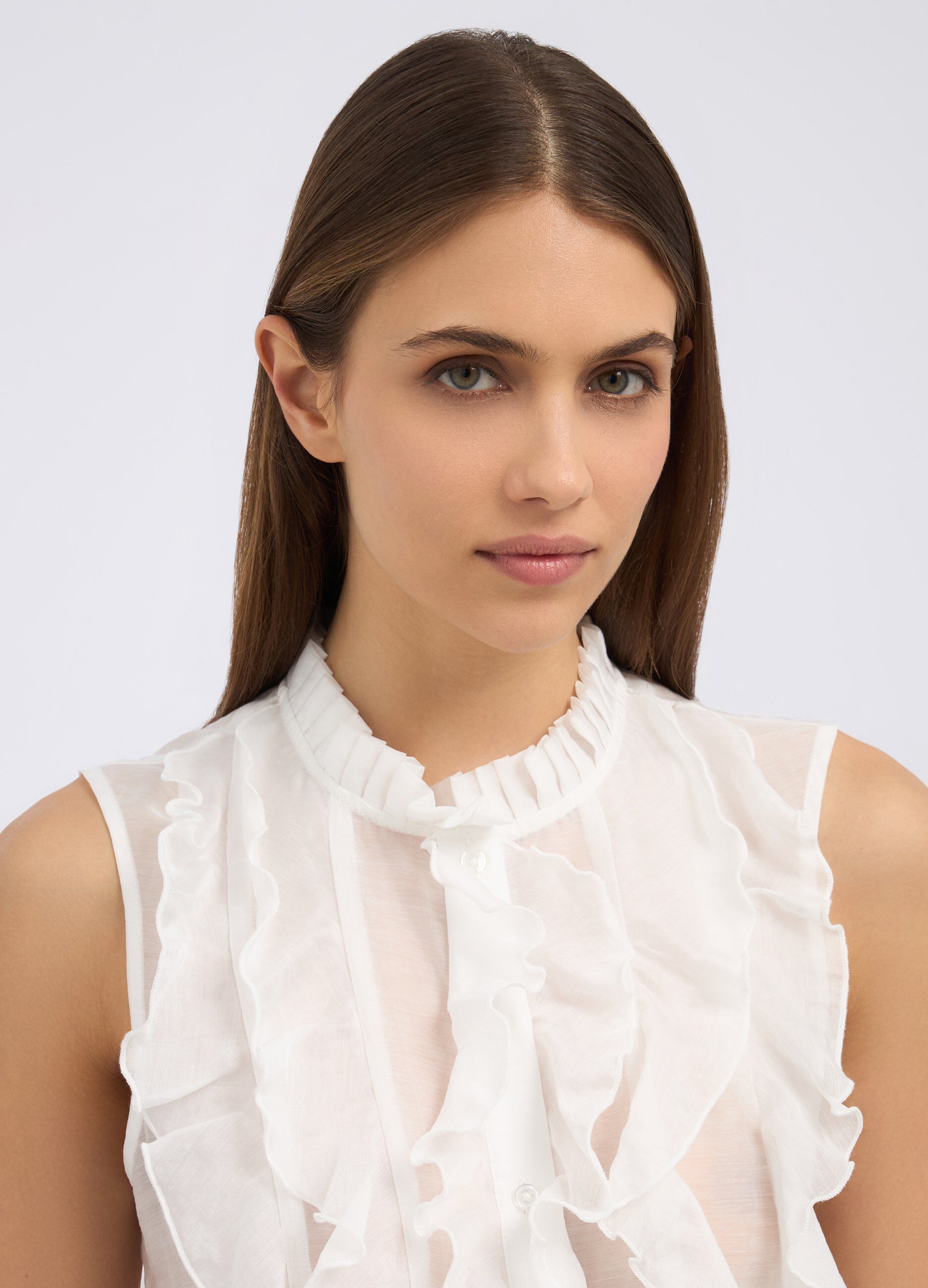 Camicia con rouches in misto lyocell donna_2