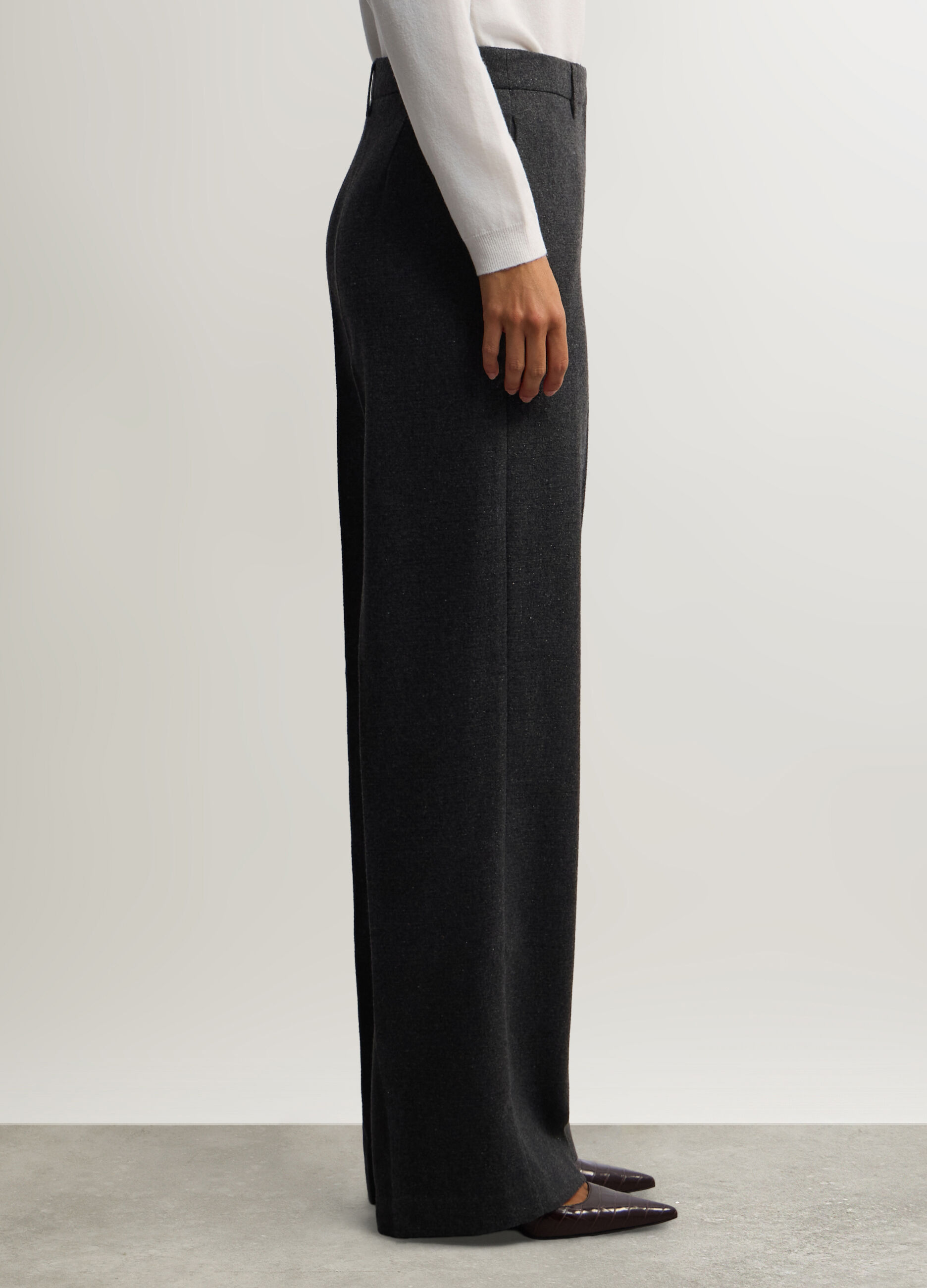 Pantaloni Fit Regular jaquard misto lana donna_1