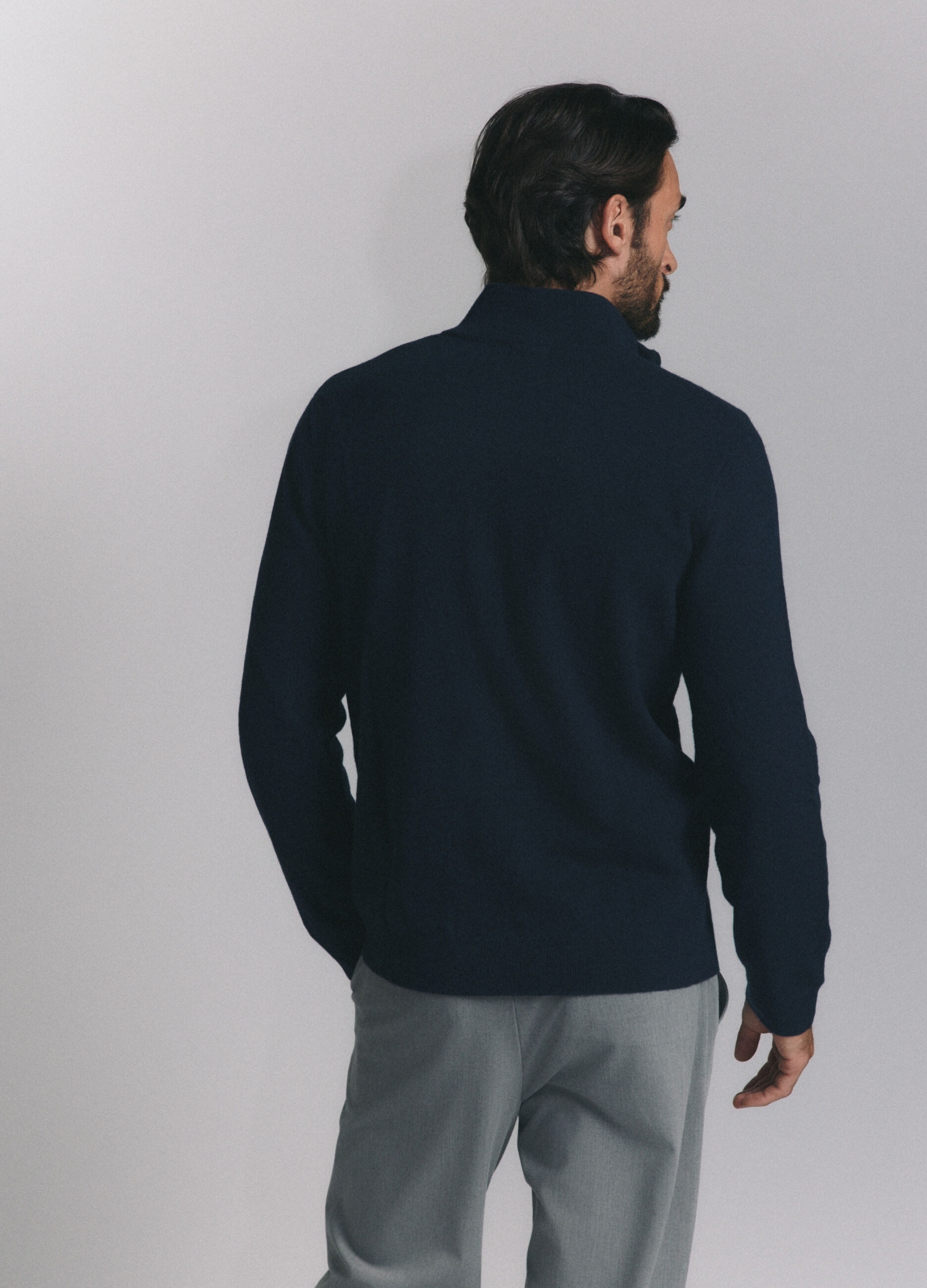 Cardigan con zip in lambswool uomo_2