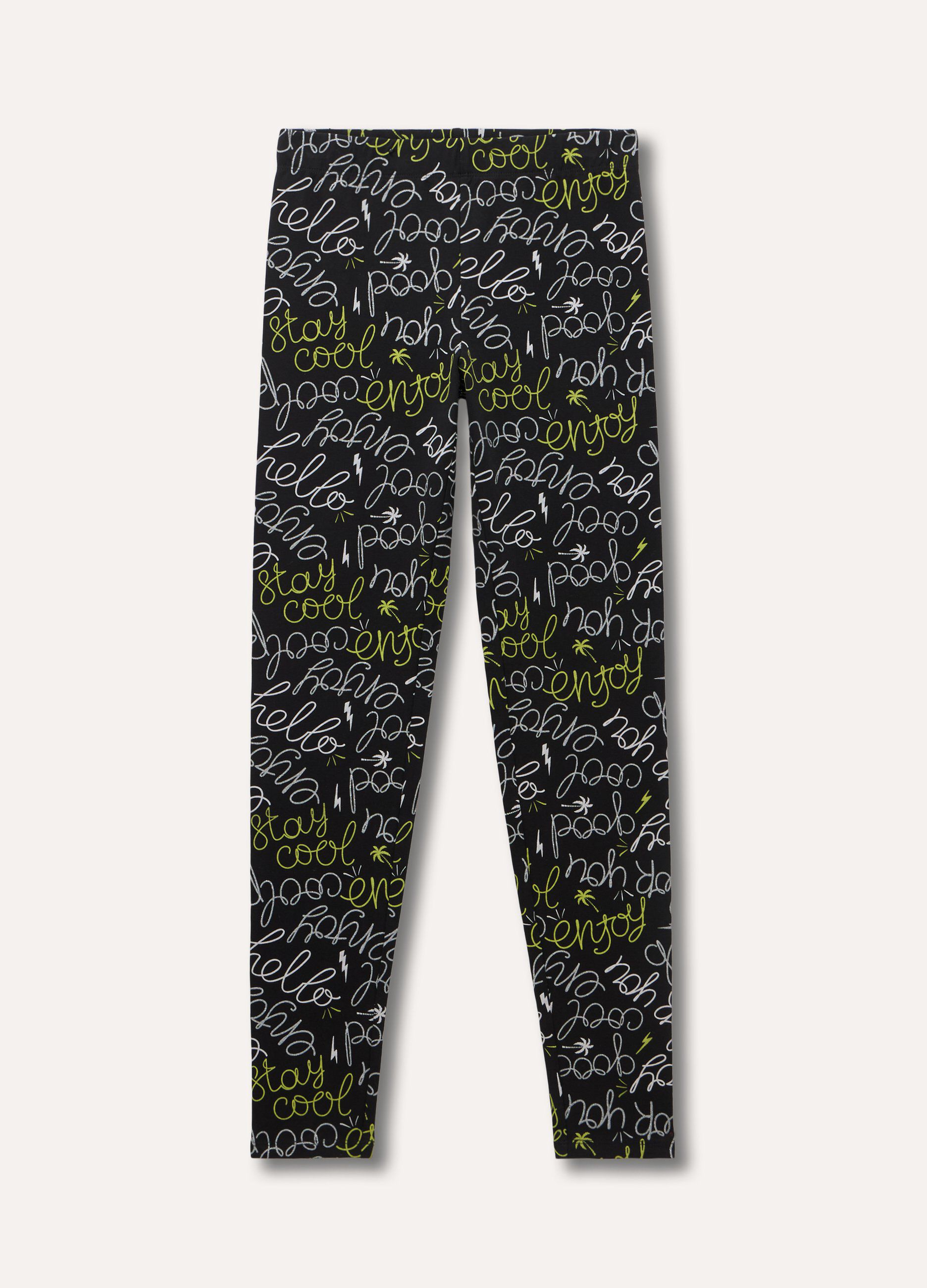 Leggings in cotone stretch stampato ragazza_0