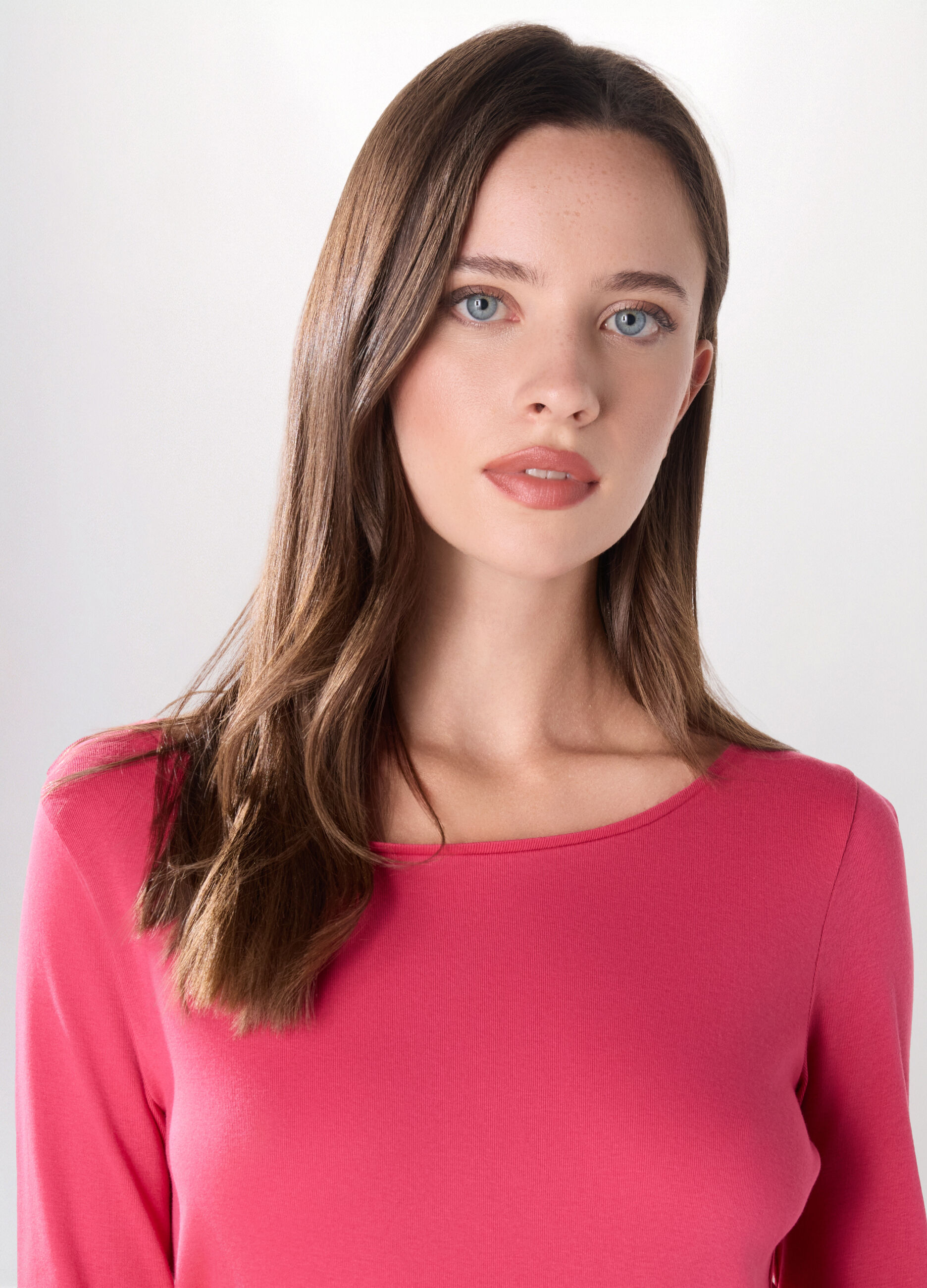 T-shirt in costina di puro cotone donna_2
