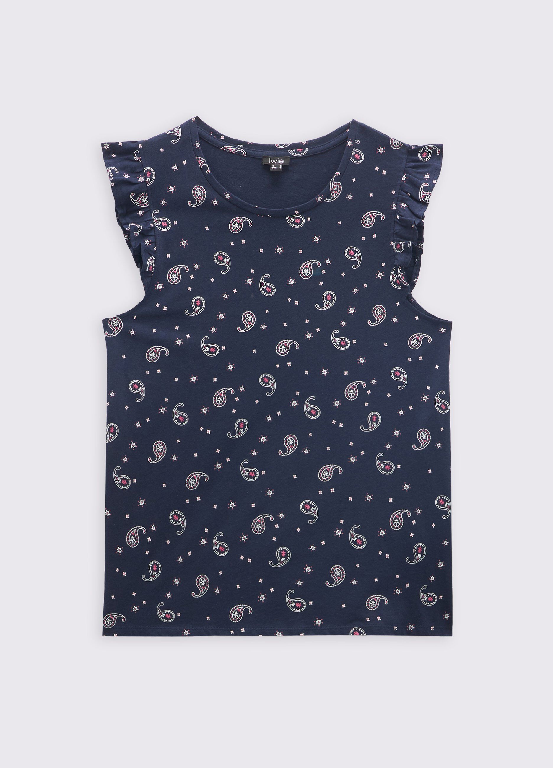Canotta con rouches in puro cotone donna_0