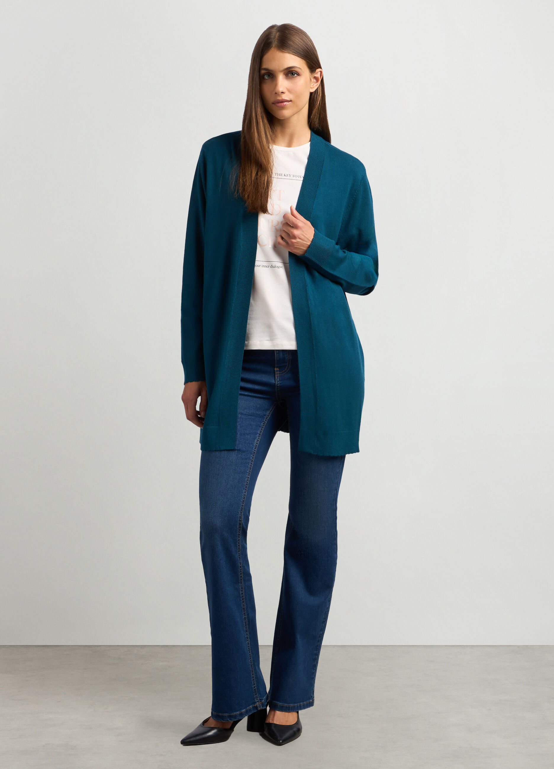 Cardigan aperto in misto viscosa donna_0