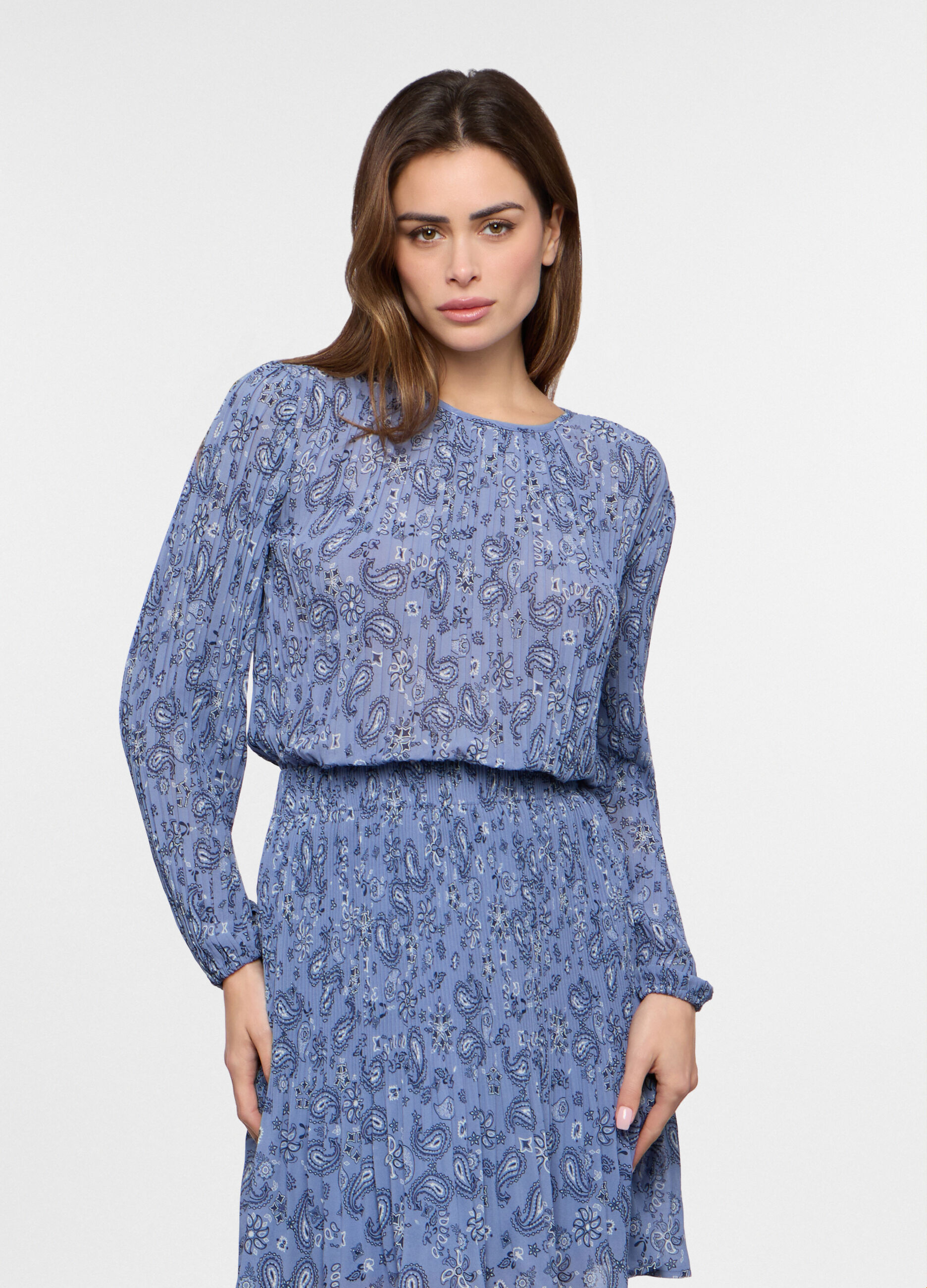 Blusa crepe con stampa donna_0