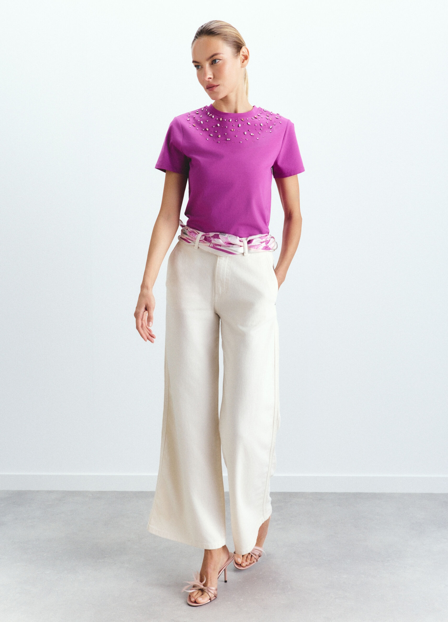 T-shirt girocollo stretch donna_0