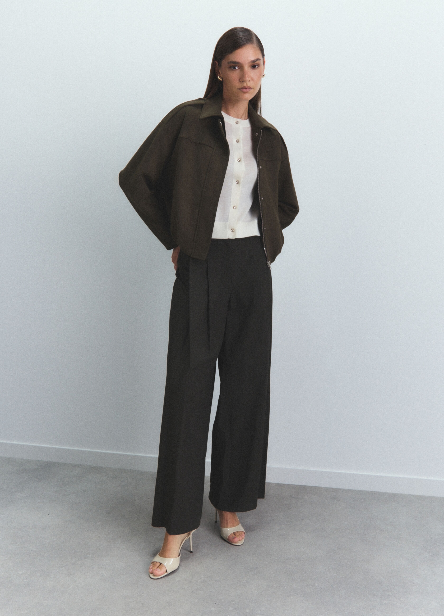Pantaloni Fit Regular in popeline di puro cotone donna_0