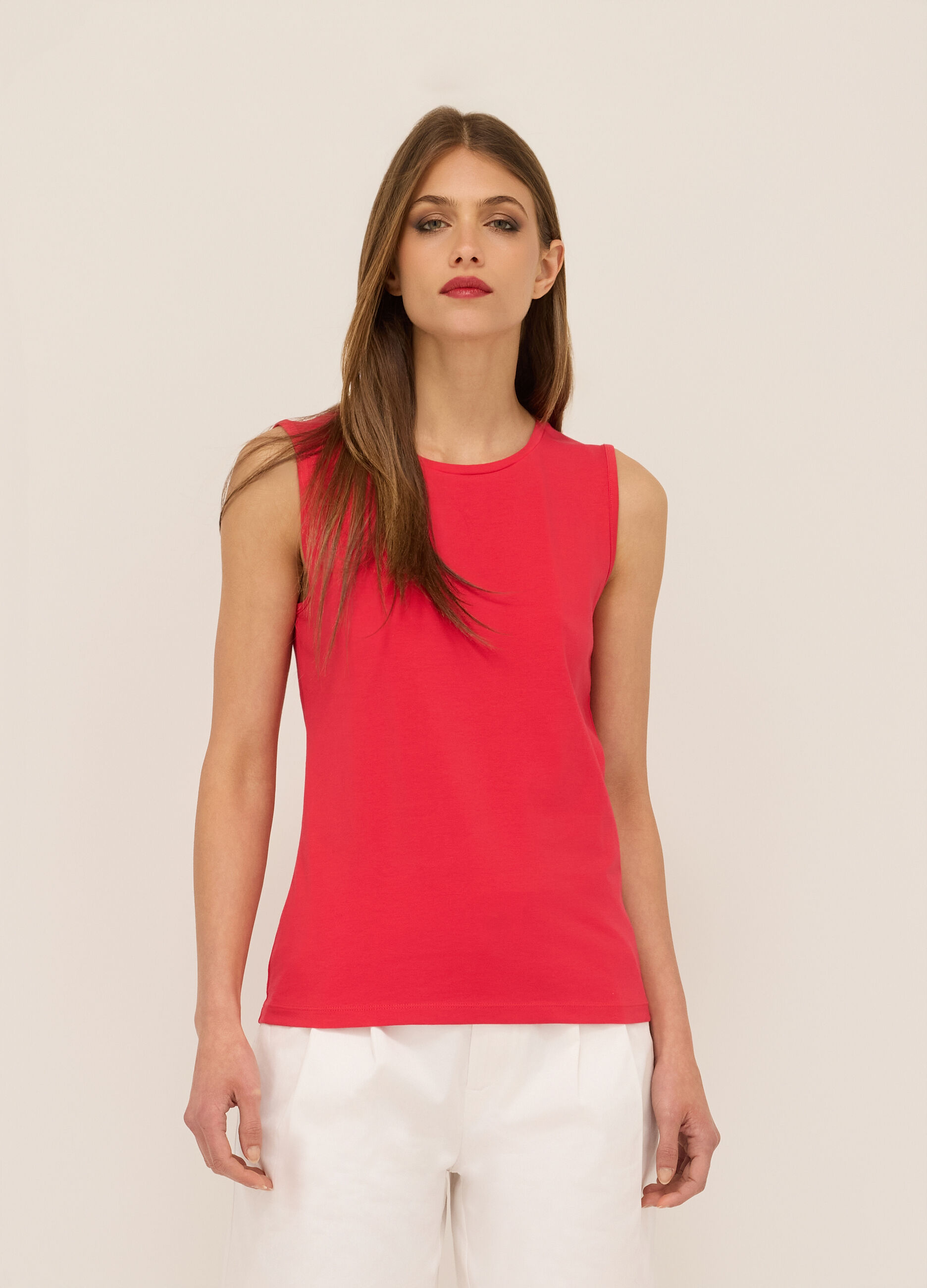 Canotta in jersey di cotone stretch donna