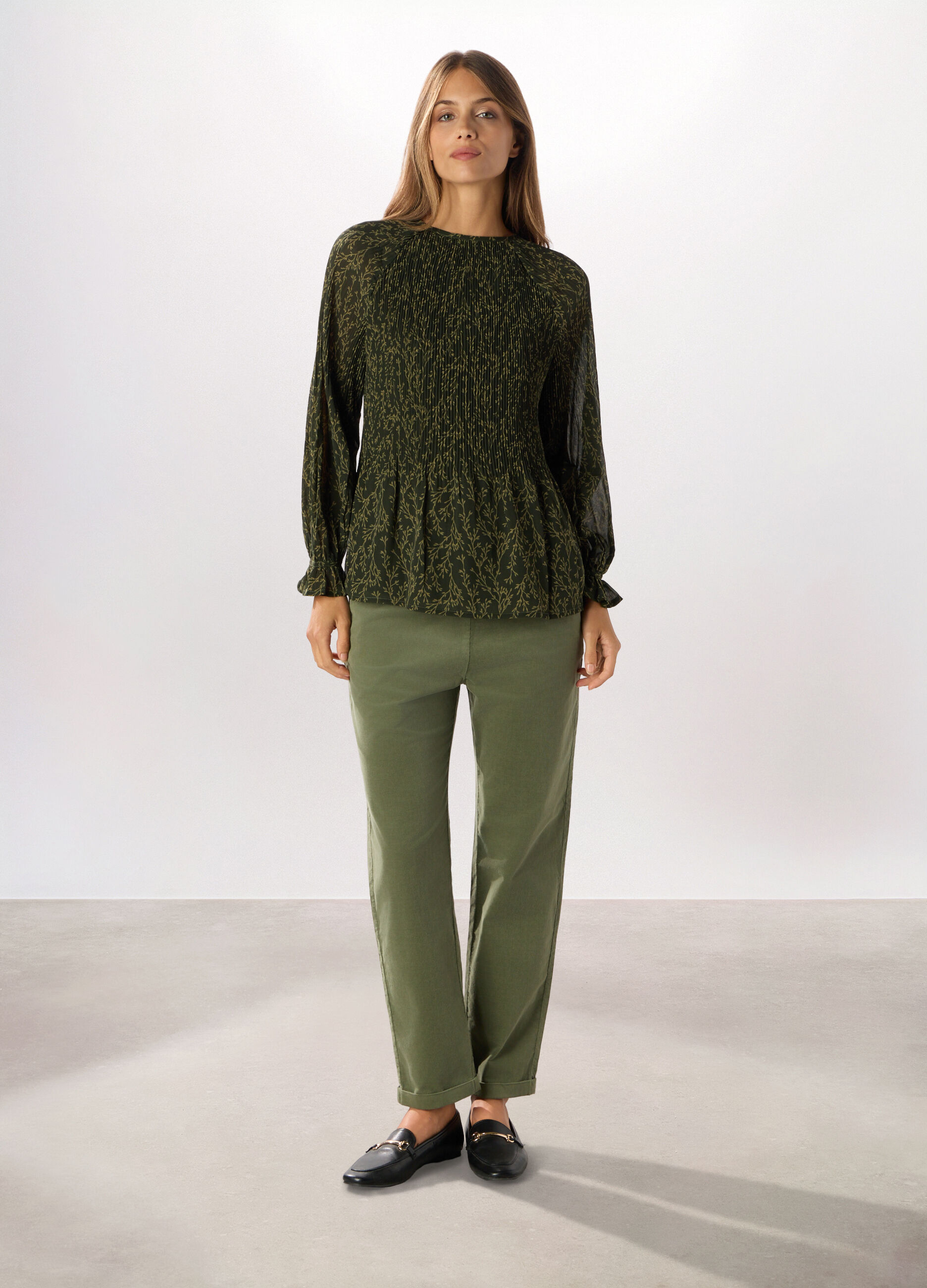 Jogger in velluto a coste di cotone stretch donna_0