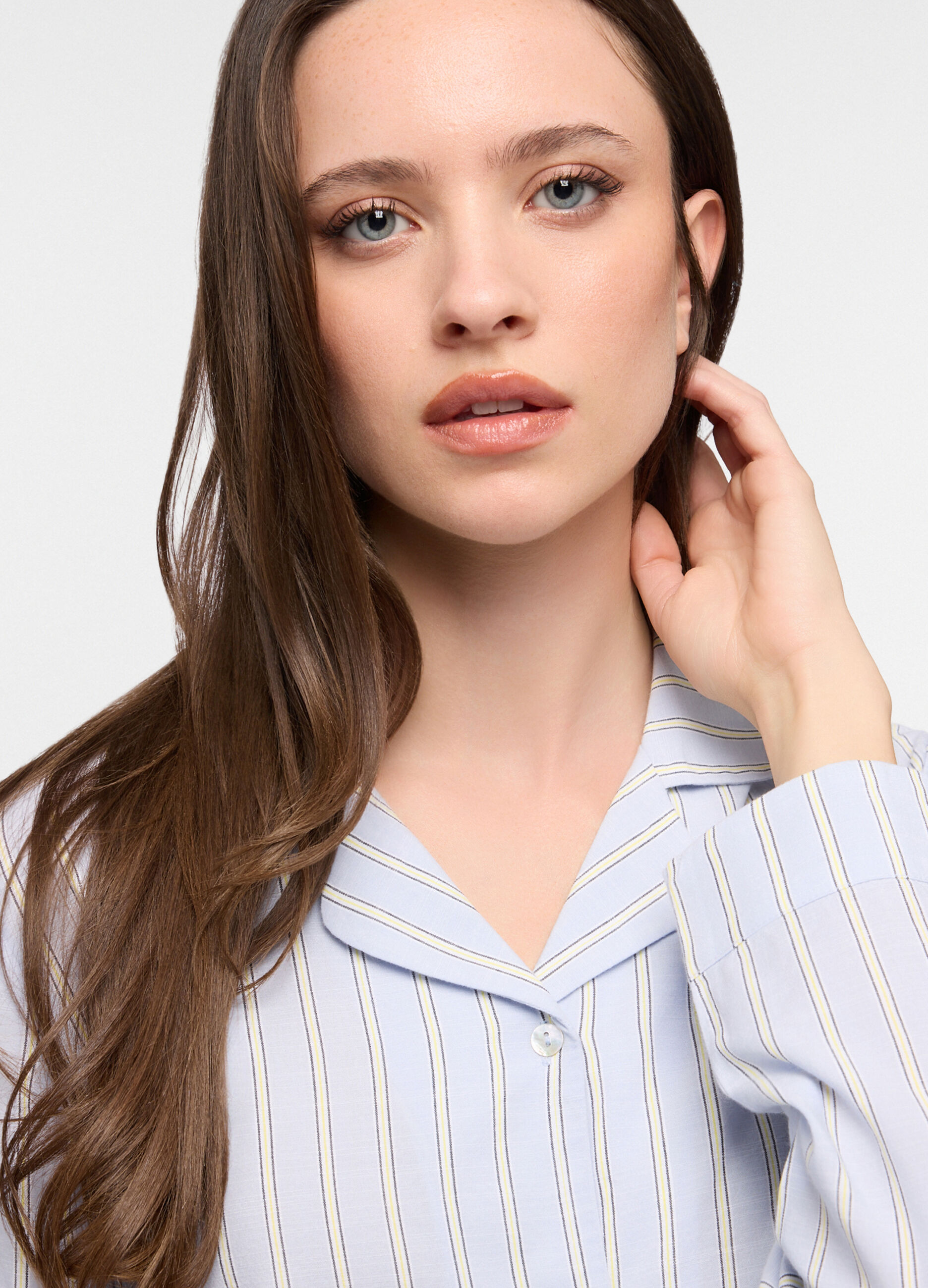 Set pigiama lungo in popeline misto cotone donna_2