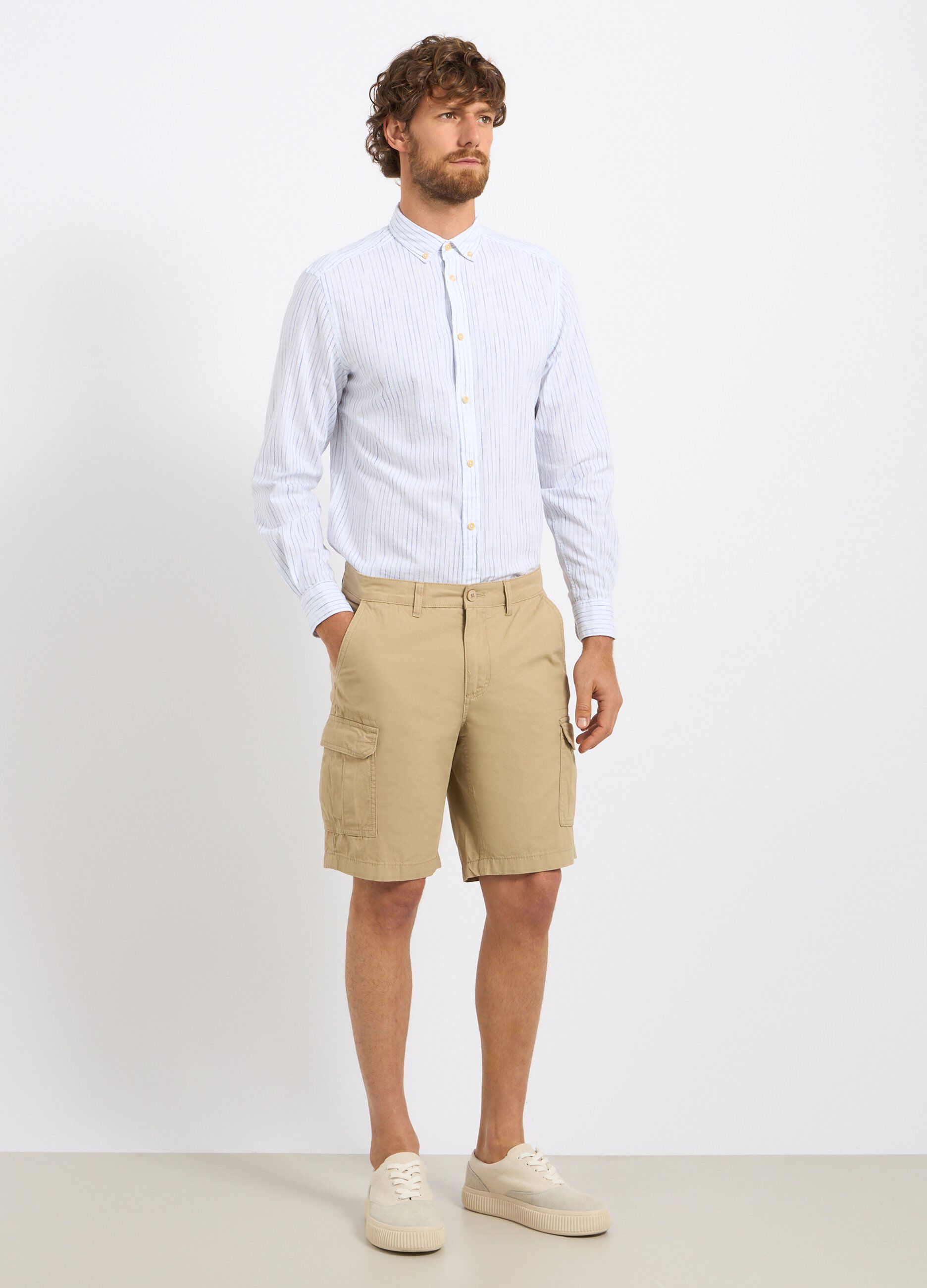Bermuda cargo in puro cotone uomo_0