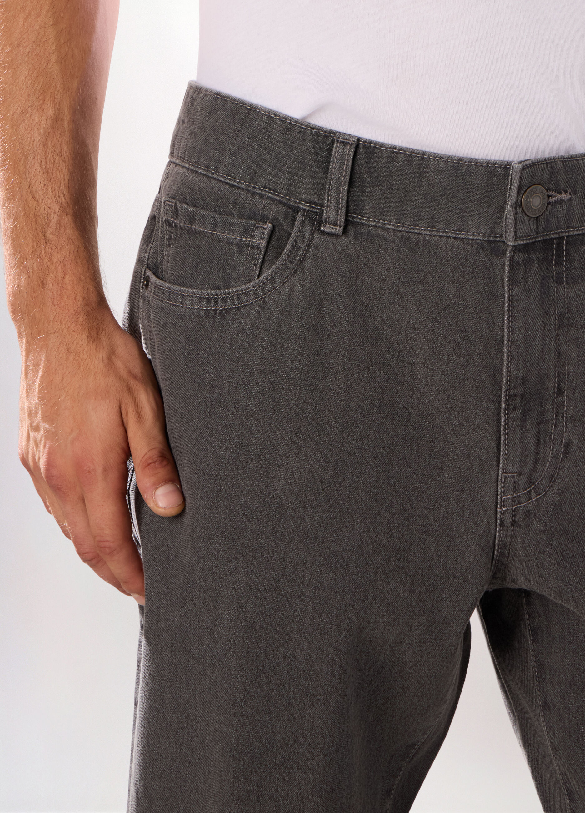 Jeans 5 tasche regular in denim di cotone uomo_3
