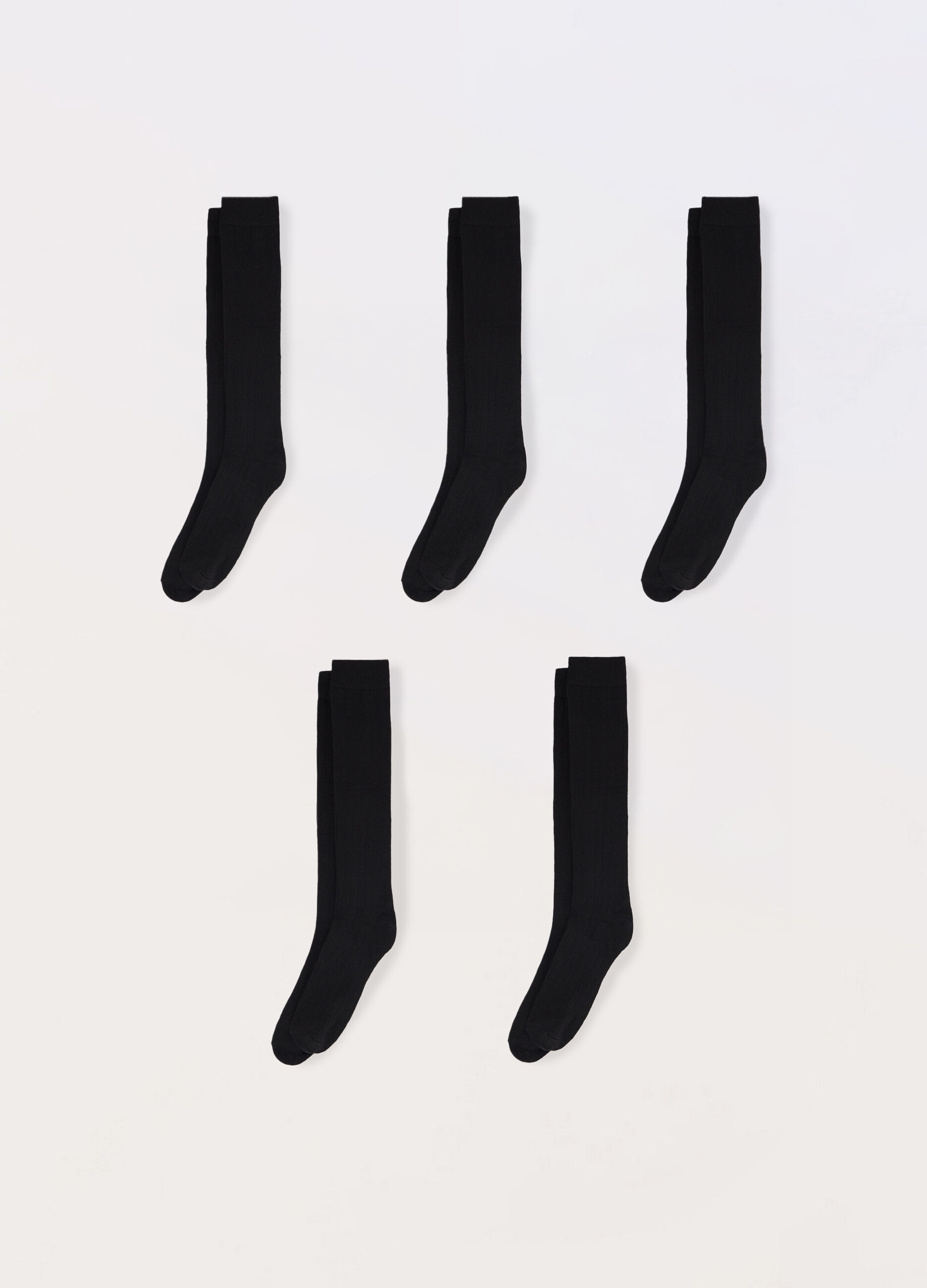 5 pack calze lunghe in misto cotone a coste uomo_0