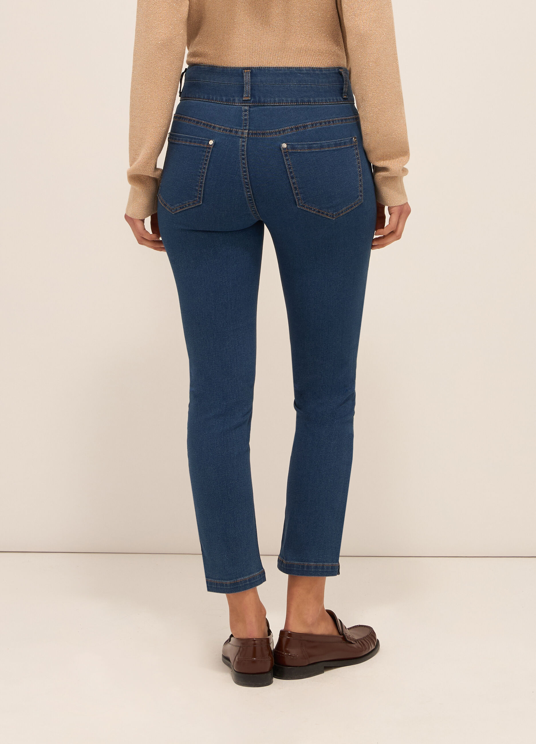 Pantaloni in denim di misto cotone donna_1