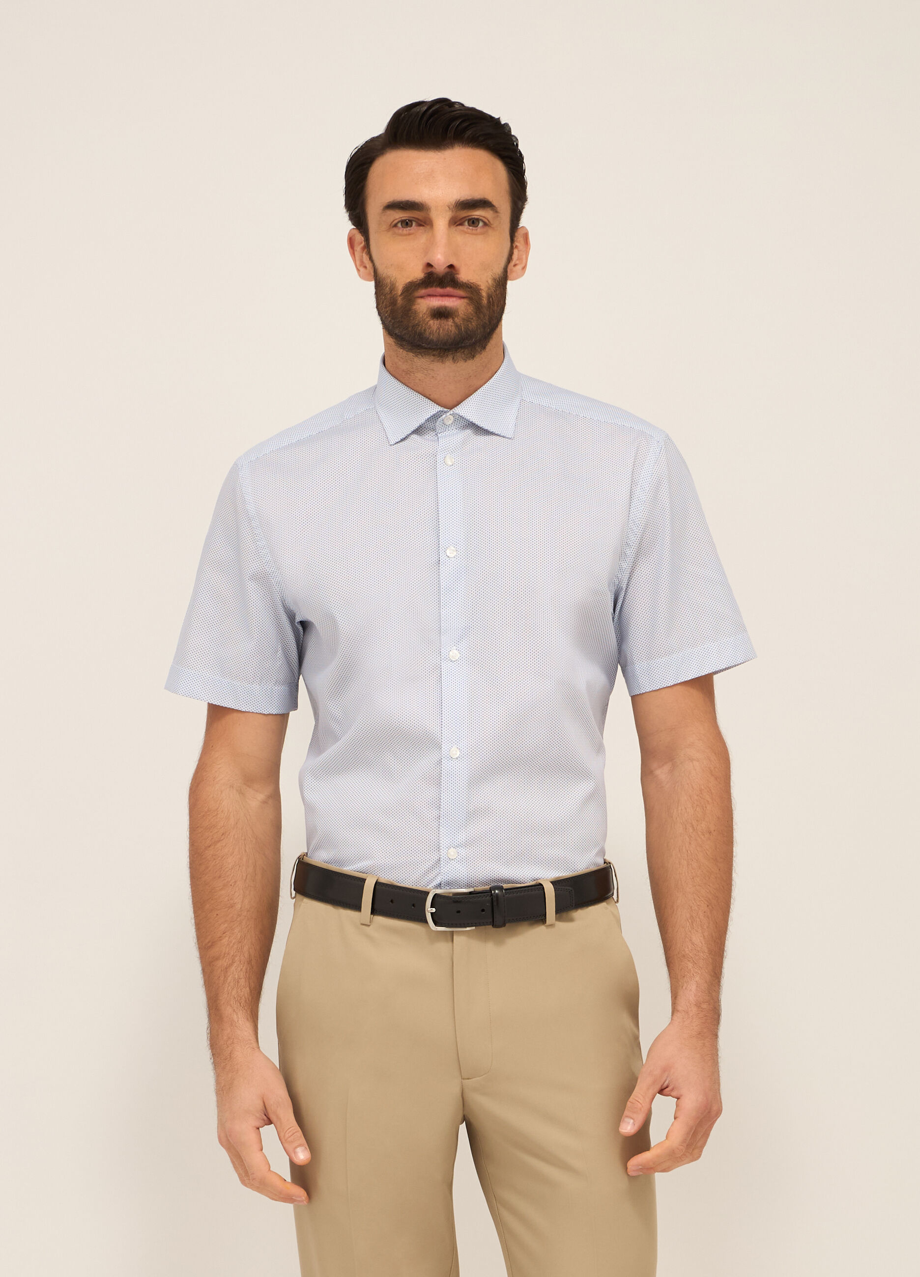 Camicia a maniche corte in misto cotone uomo_0