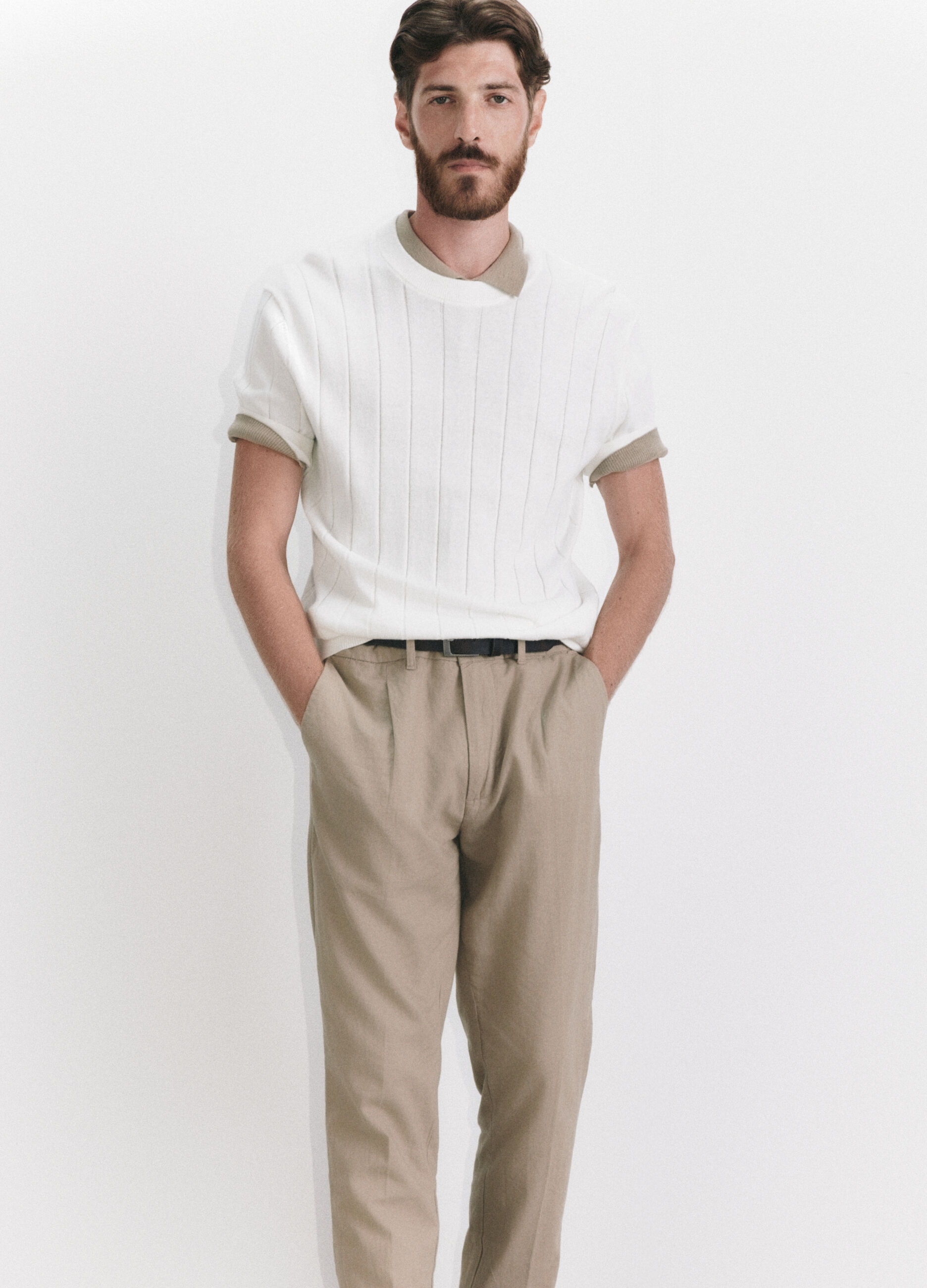 T-shirt in maglia a costa piatta uomo_0