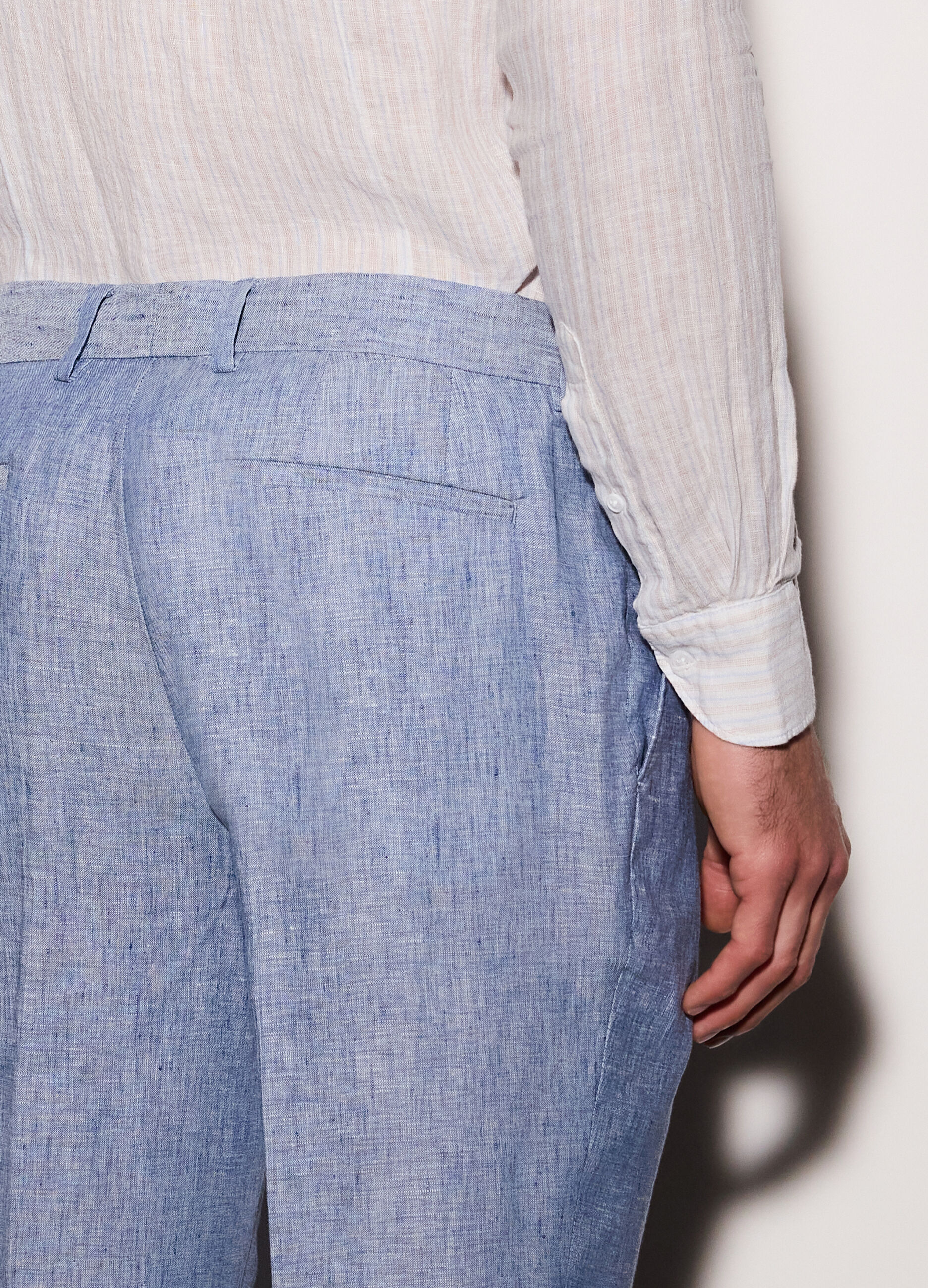 Pantaloni chino slim fit in lino uomo_2