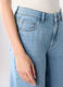 Pantaloni wide leg in denim di puro cotone donna_2