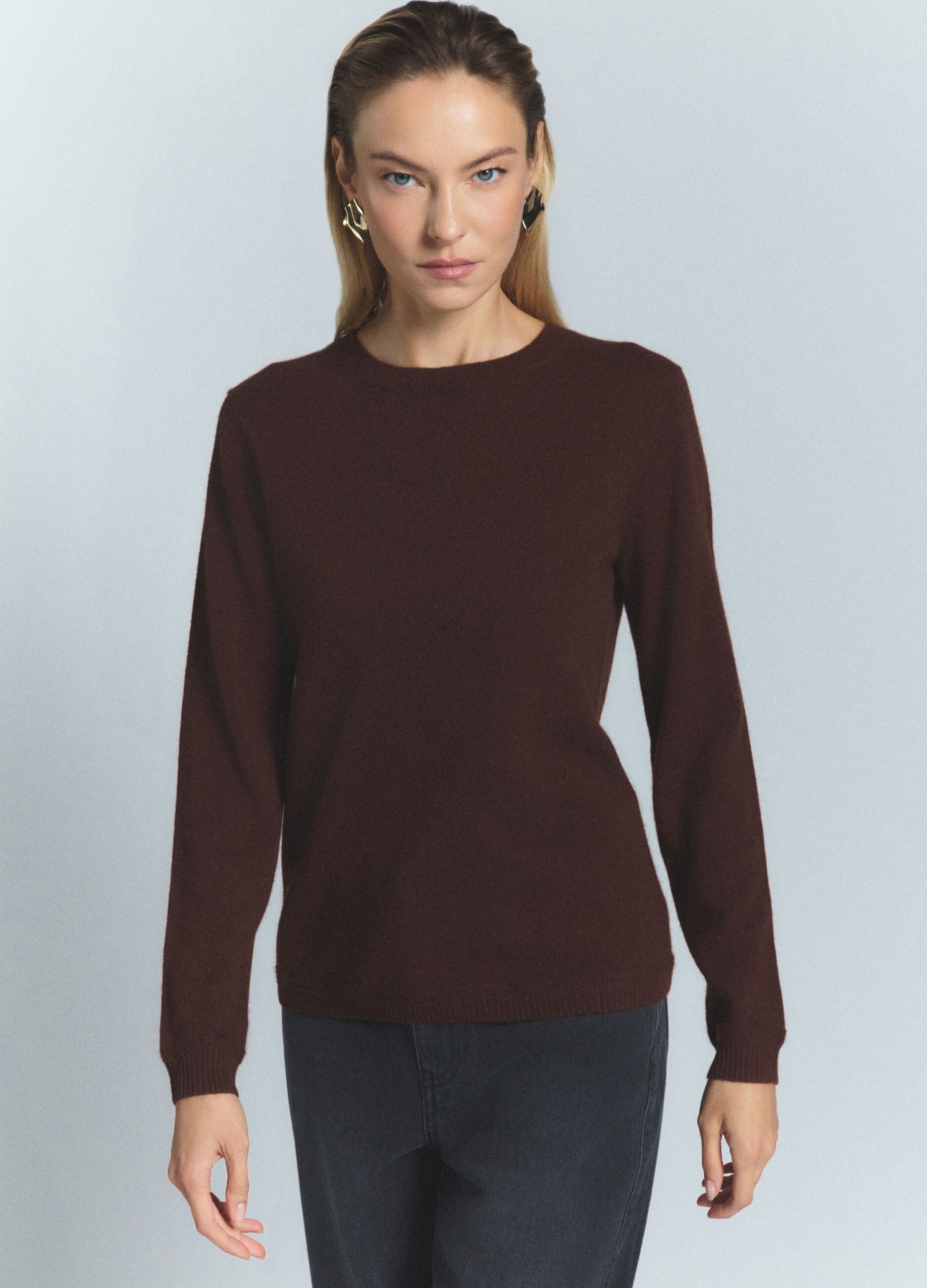 Pullover girocollo in puro cashmere donna_1