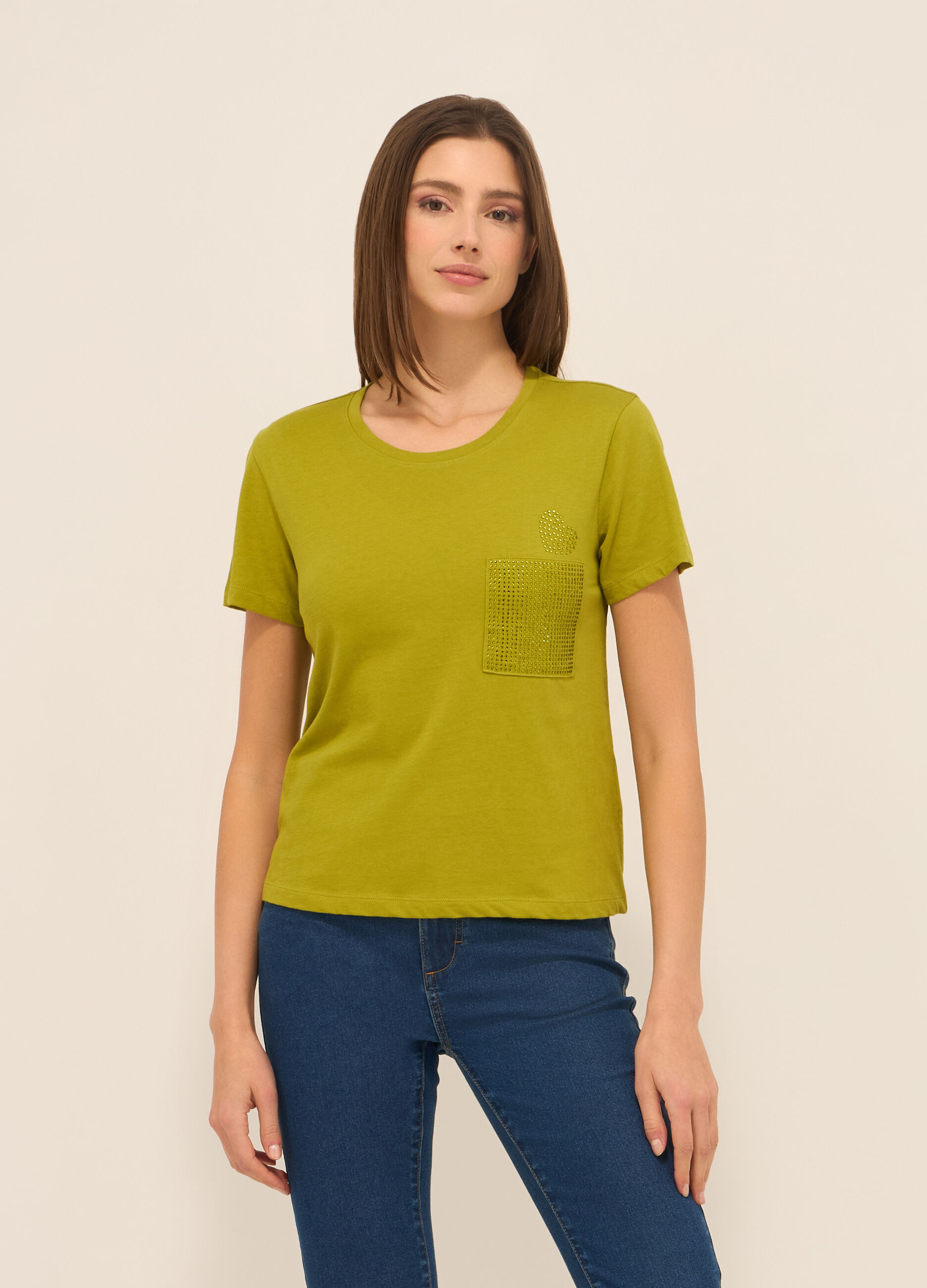 T-shirt in jersey di puro cotone donna_0