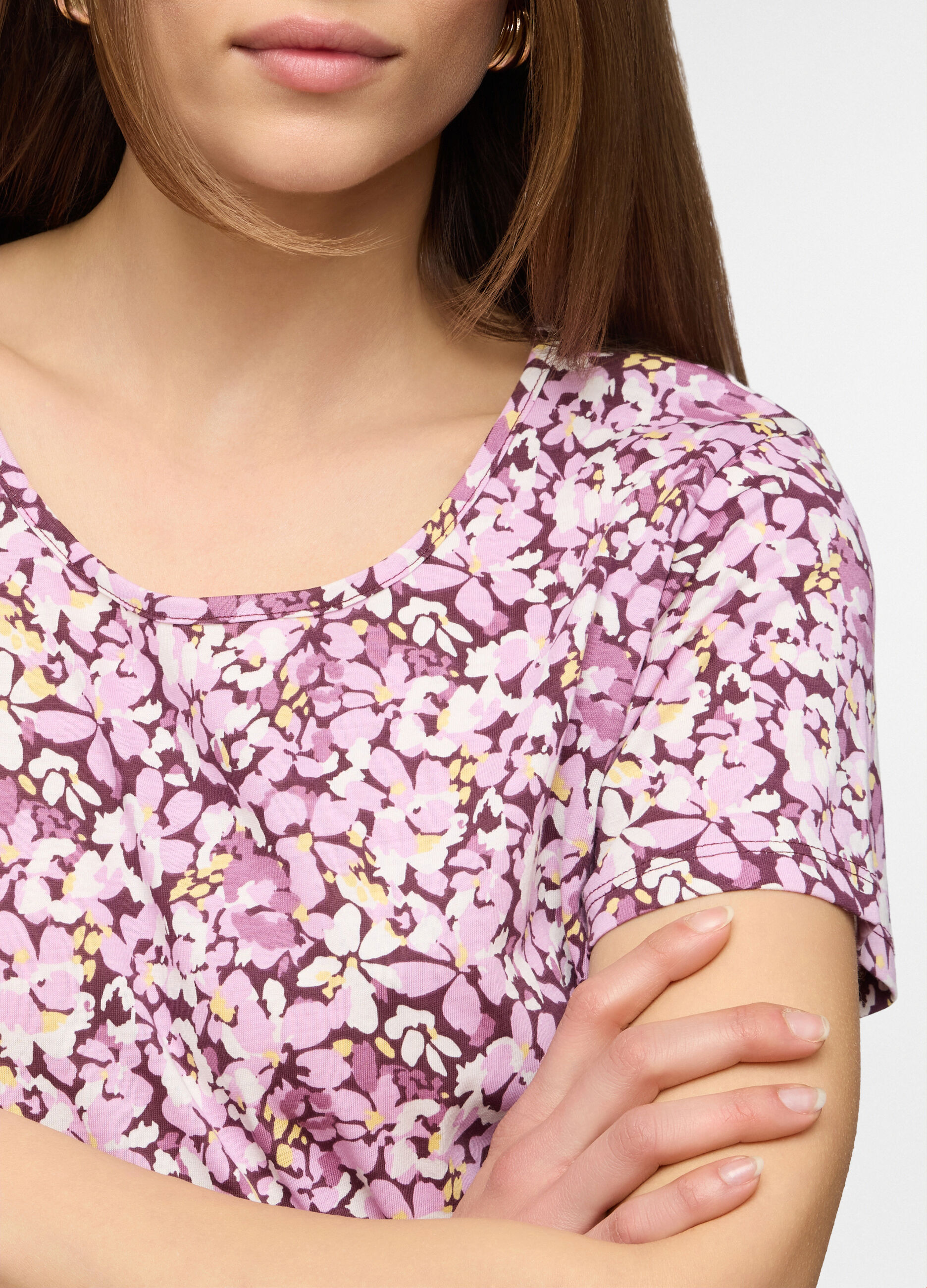 T-shirt girocollo in jersey di puro cotone donna_2