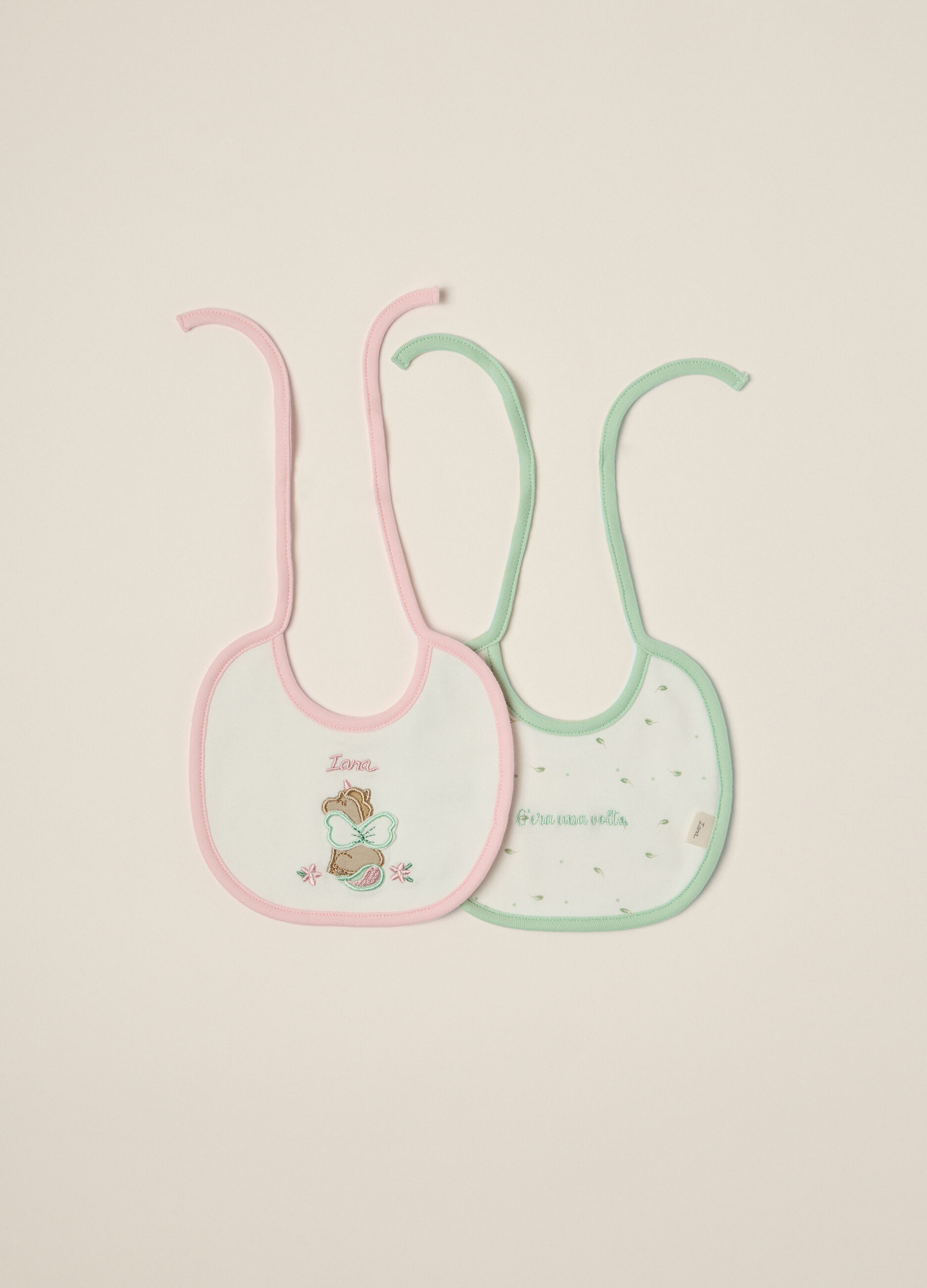 Pack 2 bavaglini in interlock di puro cotone IANA neonata_0