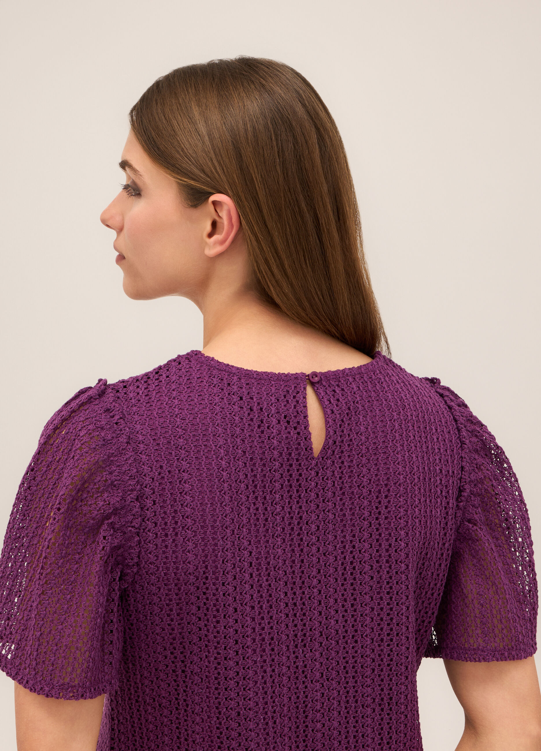 T-shirt in misto cotone lavorato donna_2