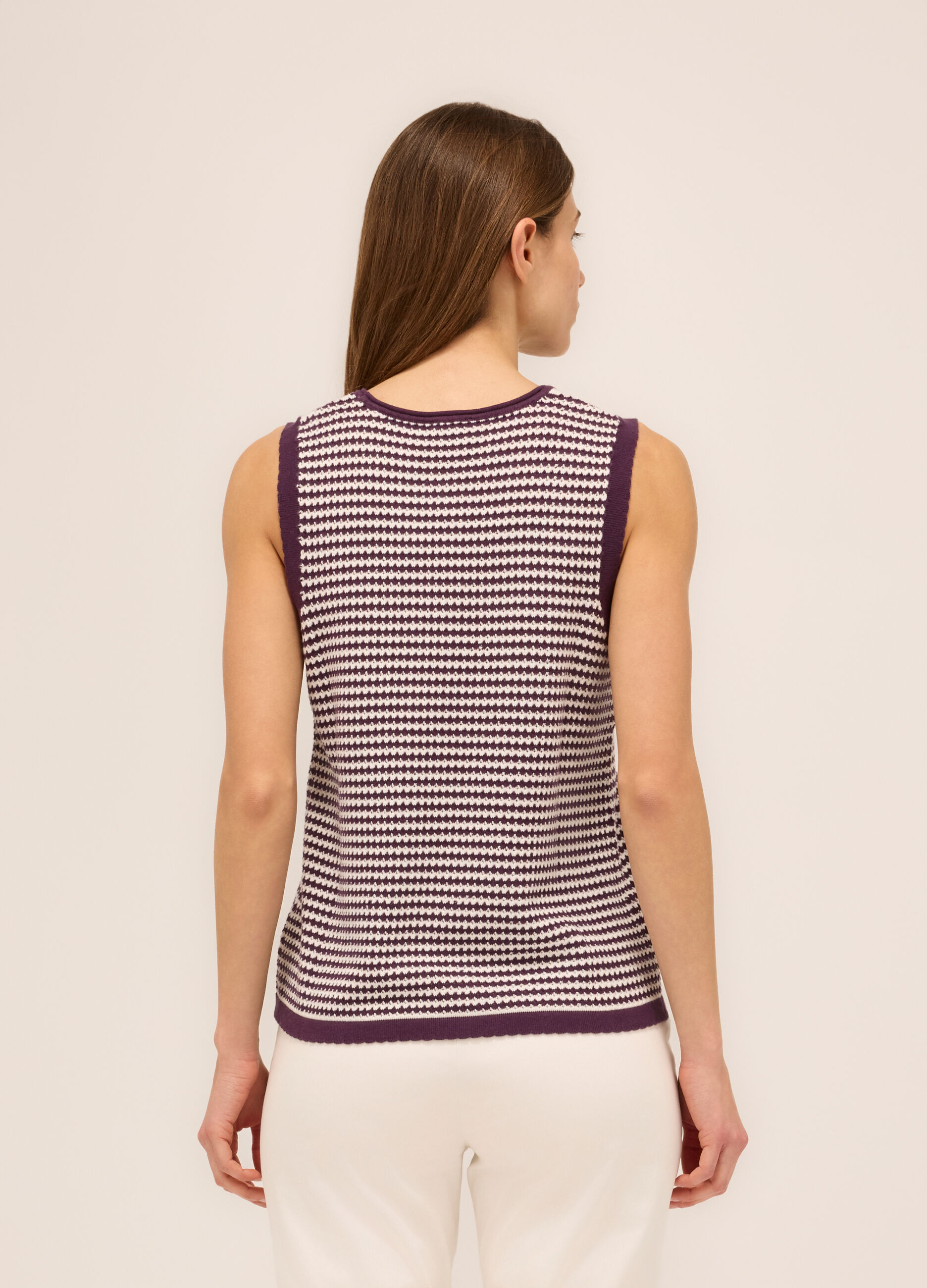 Canotta tricot con motivo a righe donna_1