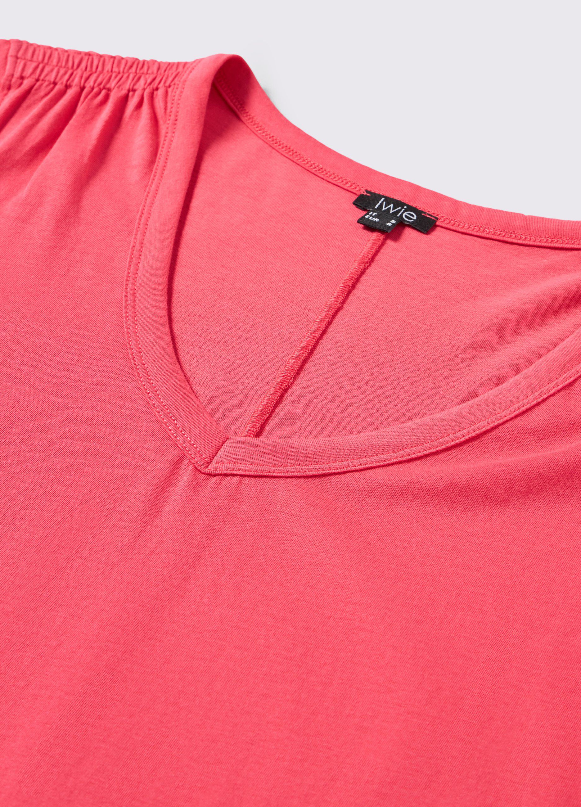 T-shirt in puro cotone con scollo a V donna_1