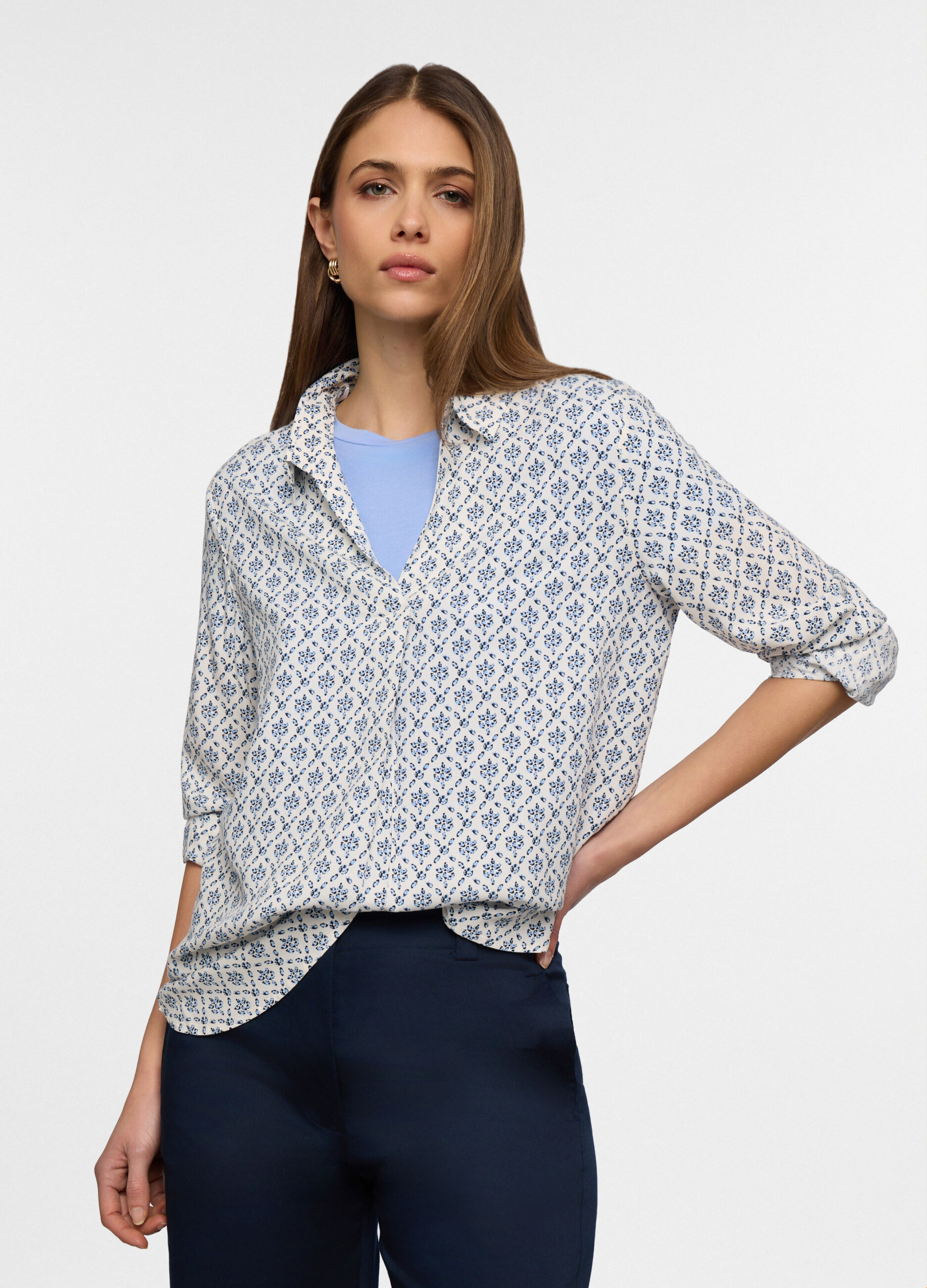 Blusa regular fit in pura viscosa donna_0