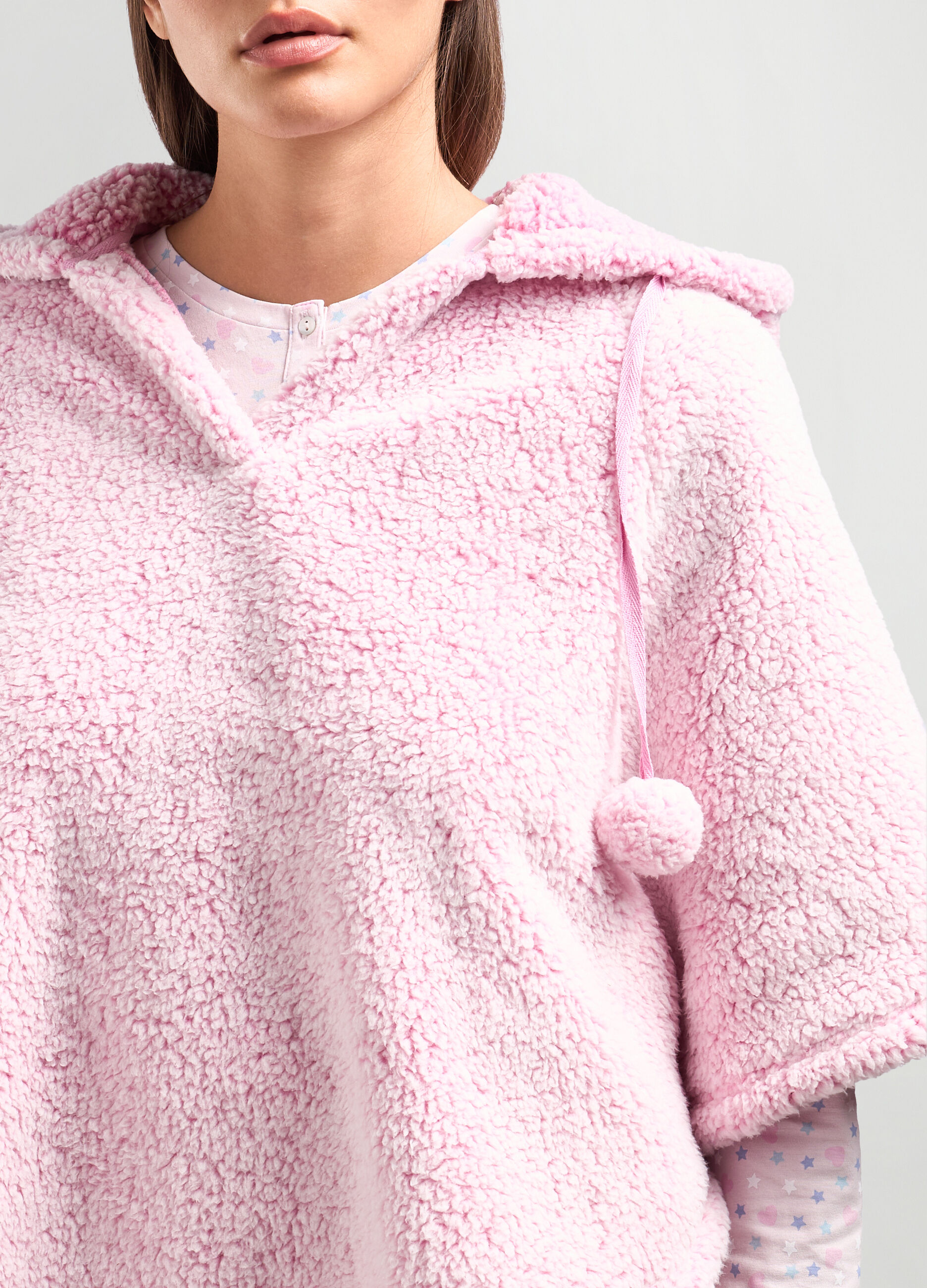 Poncho in coral fleece donna_2